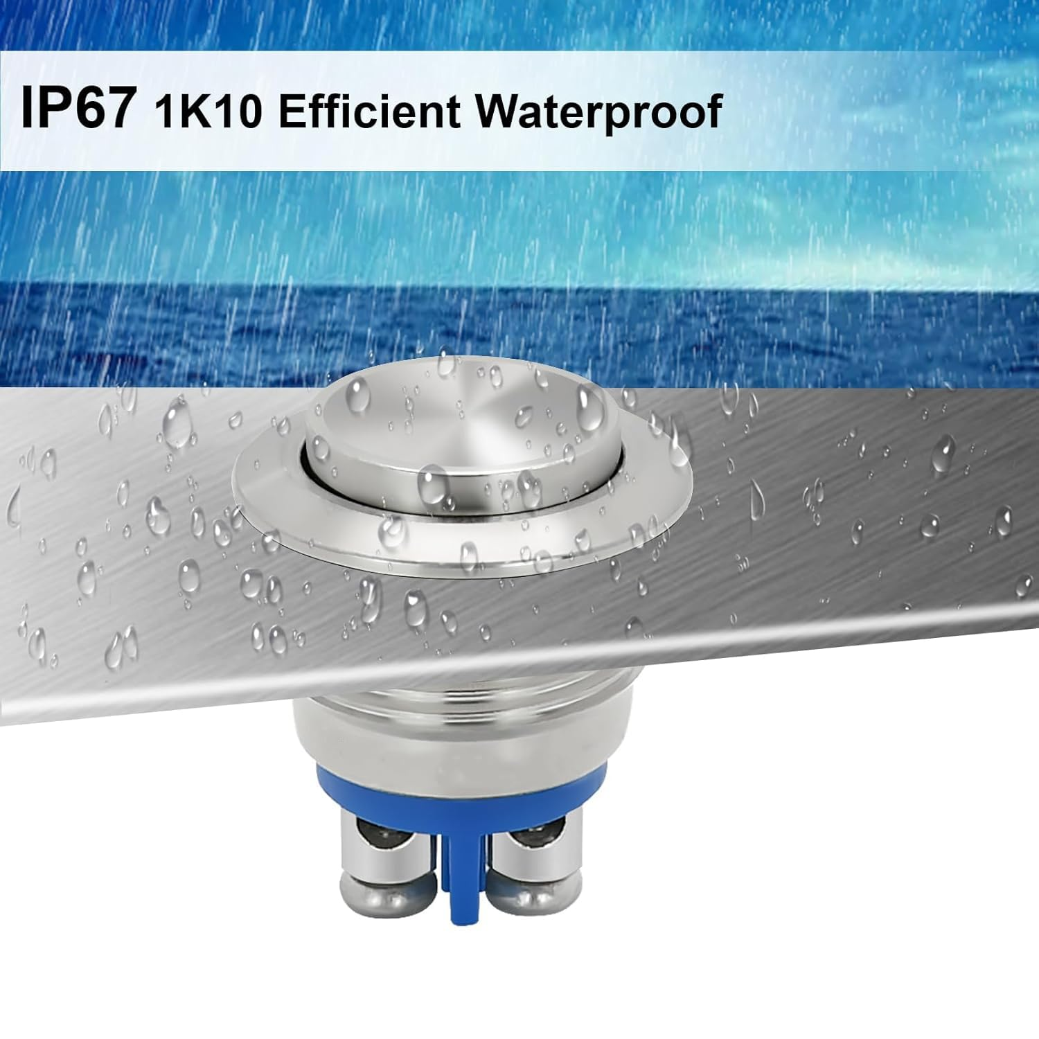 Walquicks 5 PCS 16MM Momentary Push Button Switch, UL Certified Waterproof IP67 Stainless Steel High round Cap, 250V AC 5A 12V-36V DC 2A, High Flush Screw Terminals image number 6