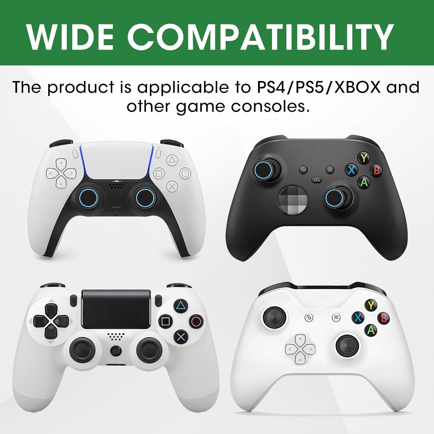 10 Pcs Thumb Cover, Thumb Grips - Silicone Thumbstick Caps Accessory Set Performance Joystick Controller Cap Replacement Compatible with Ps5 & Ps4, Xbox, Steam Deck Etc (5 Colors) image number 3