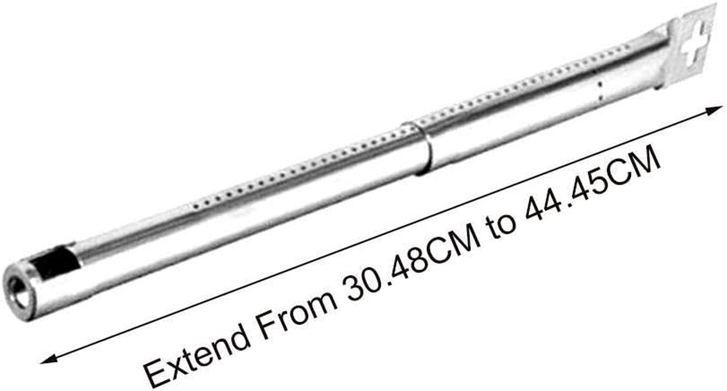 BBQ Gas Grill Universal Adjustable Stainless Steel Burner with Straight Tube for Fireplus, Fire Mountain, Char-Broil, Cosmogrill and Others, from 12" to 17.5" image number 2