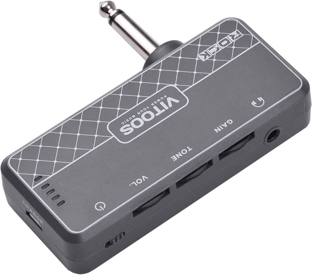 Rock Guitar Headphone Amplifier Amp 1/4 Inch Plug 3.5Mm Headphone Jack & Aux in with Gain Tone Volume Contorls Built-In Battery image number 4