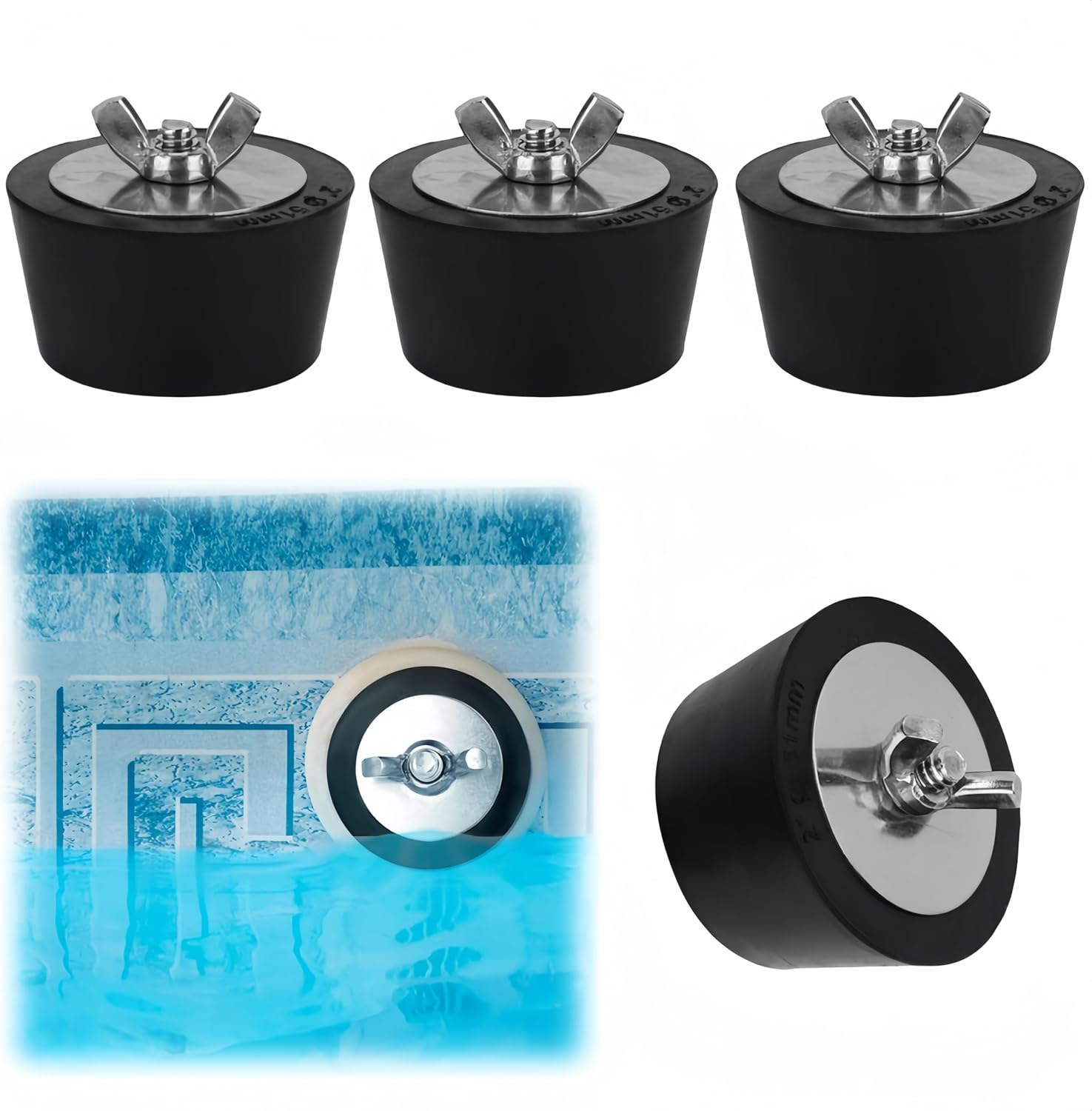 4PCS Expansion Plugs,Ai-Oumleef Pool Winterizing Plug Expansion Plugs,Rubber Winter Rubber Expansion Plug, Prevent Water Entry, Winter Fittings for Pipe Plugs(51Mm) image number 1