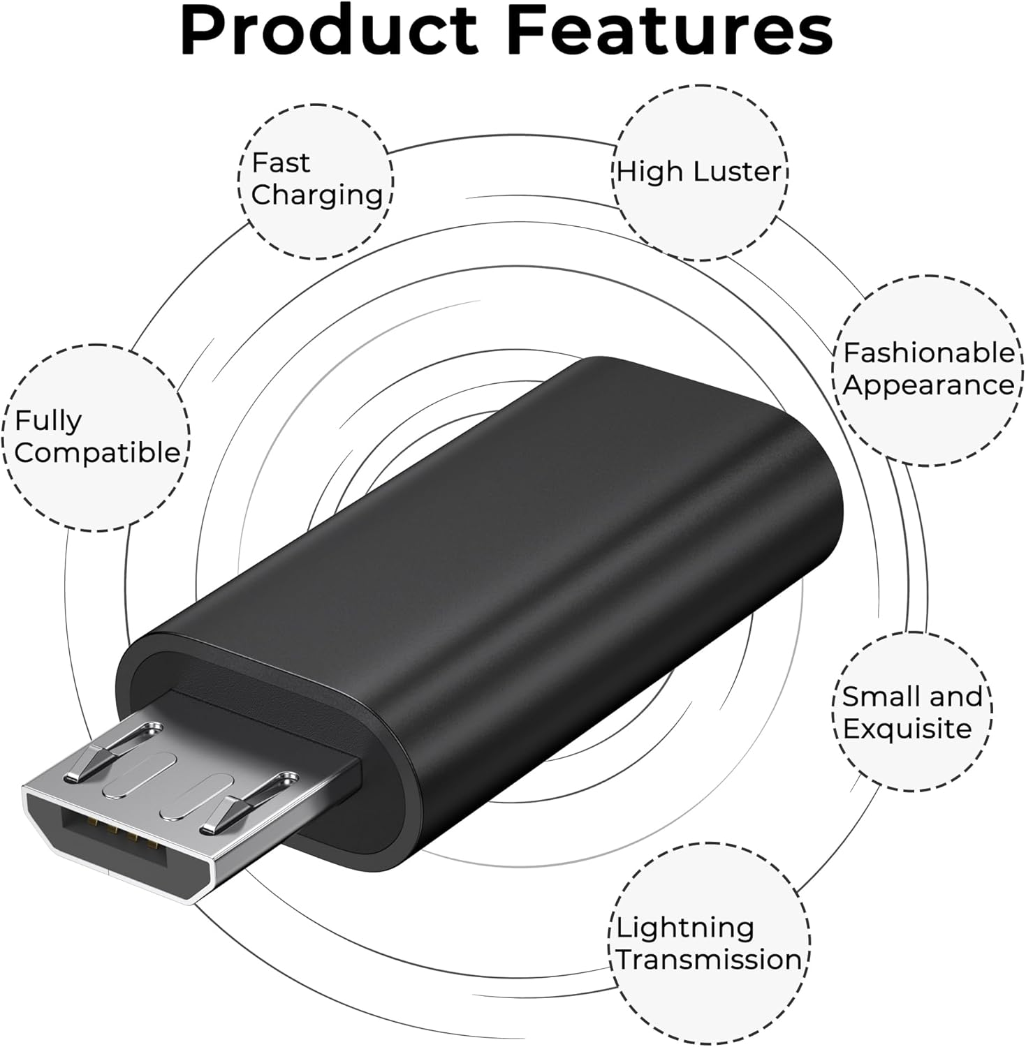 Micro USB to USB C Adapter 2 Pack Type C Female to Micro B Male Converter QC 3.0 Data Transfer Compatible with PS4 Xbox Game Controller Spaker Driving Recorder Huawei Play Galaxy S7