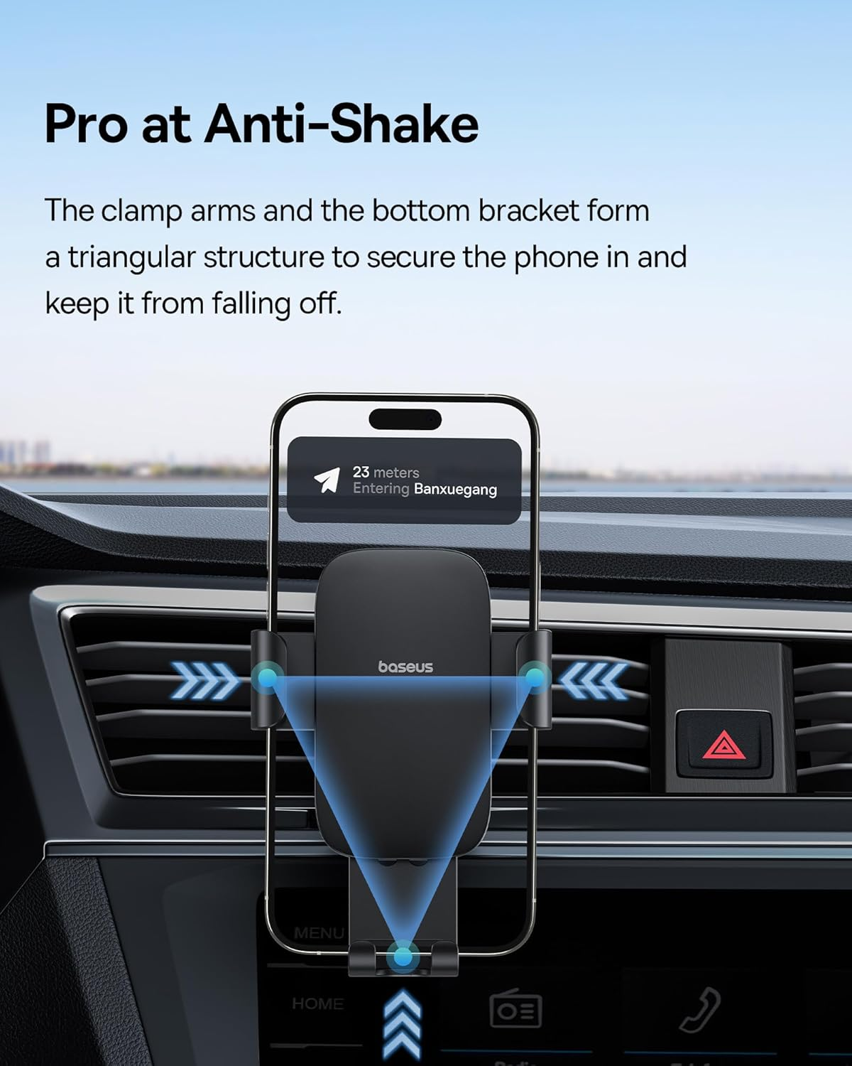 Baseus Car Mount Metal Age II - Gravity Lock for Vertical & Horizontal Vents, Black Steel Nut-Locking Mechanism Seiko Alloy Build (BS-CM028) image number 2