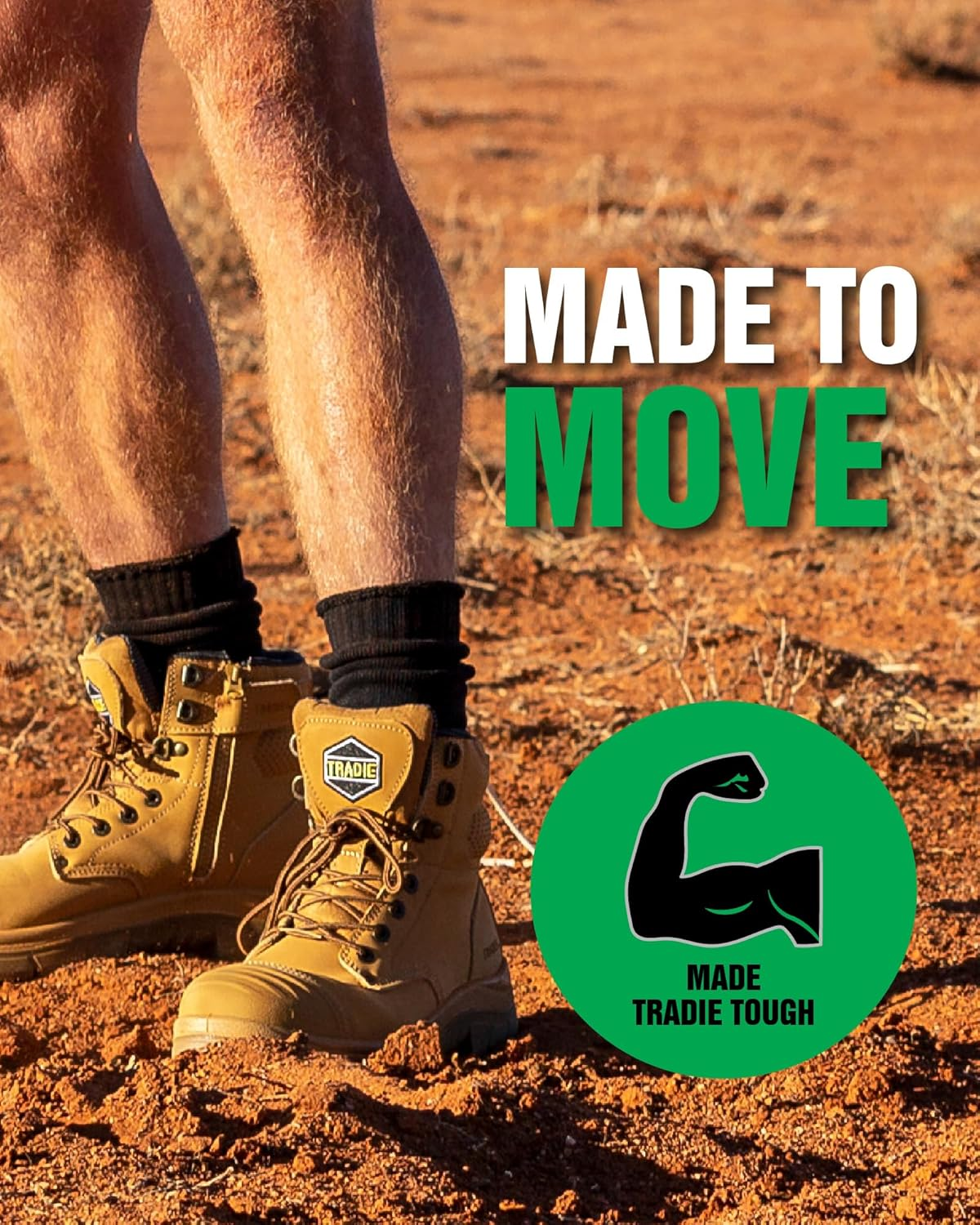 TRADIE Mens 6-Pack Bamboo Crew Work Sock, Durable Mens Socks, Breathable, Mositure Wicking Bamboo Crew Socks, Mens Socks