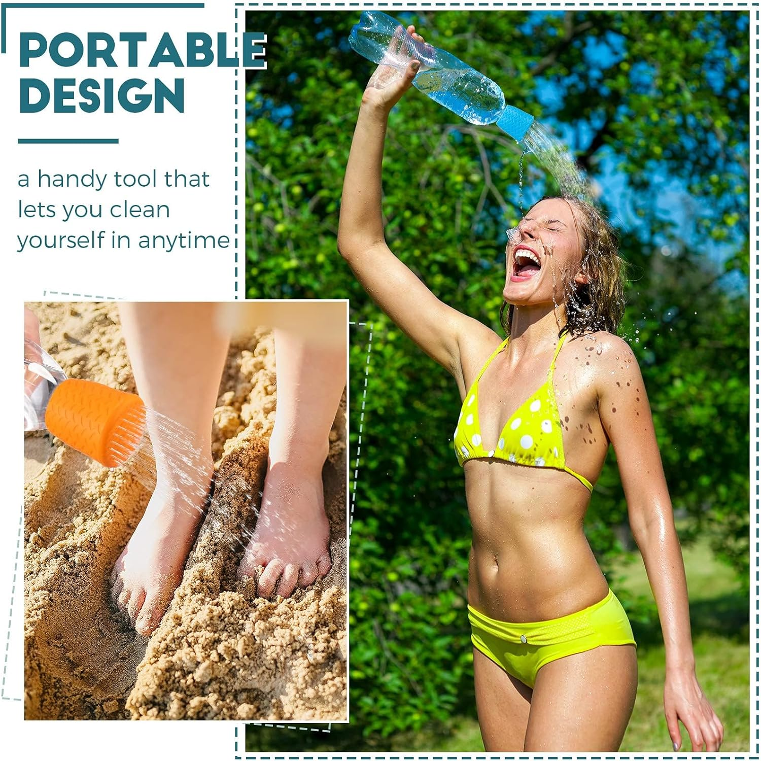 Cozioz 3-Piece Portable Outdoor Dog Shower Kit, Bottle Attachment Water Sprayer Accessory &ndash; Compatible with Most 16Oz to 2L Plastic Bottles (Sky Blue, Light Green, Orange) image number 6