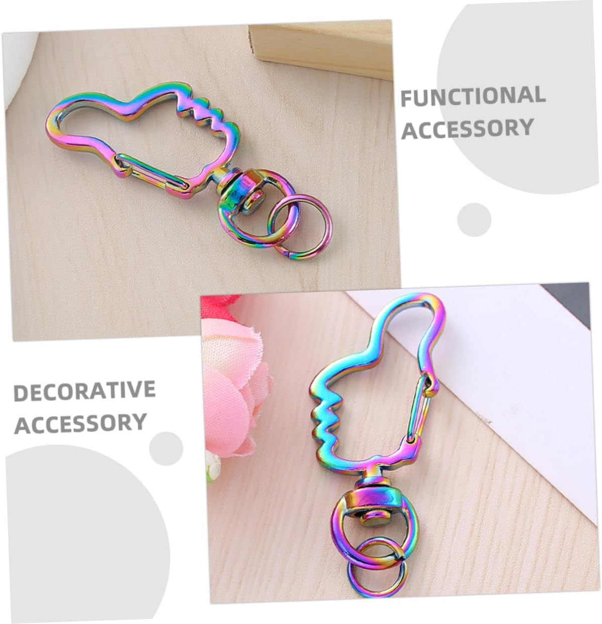HAPINARY 30Pcs Zinc Alloy Thumb Keychain Detachable Cute Thumb-Shaped Clips for Crafting Bag and Purse Accessories Quick Release Carabiner Design for Women image number 2