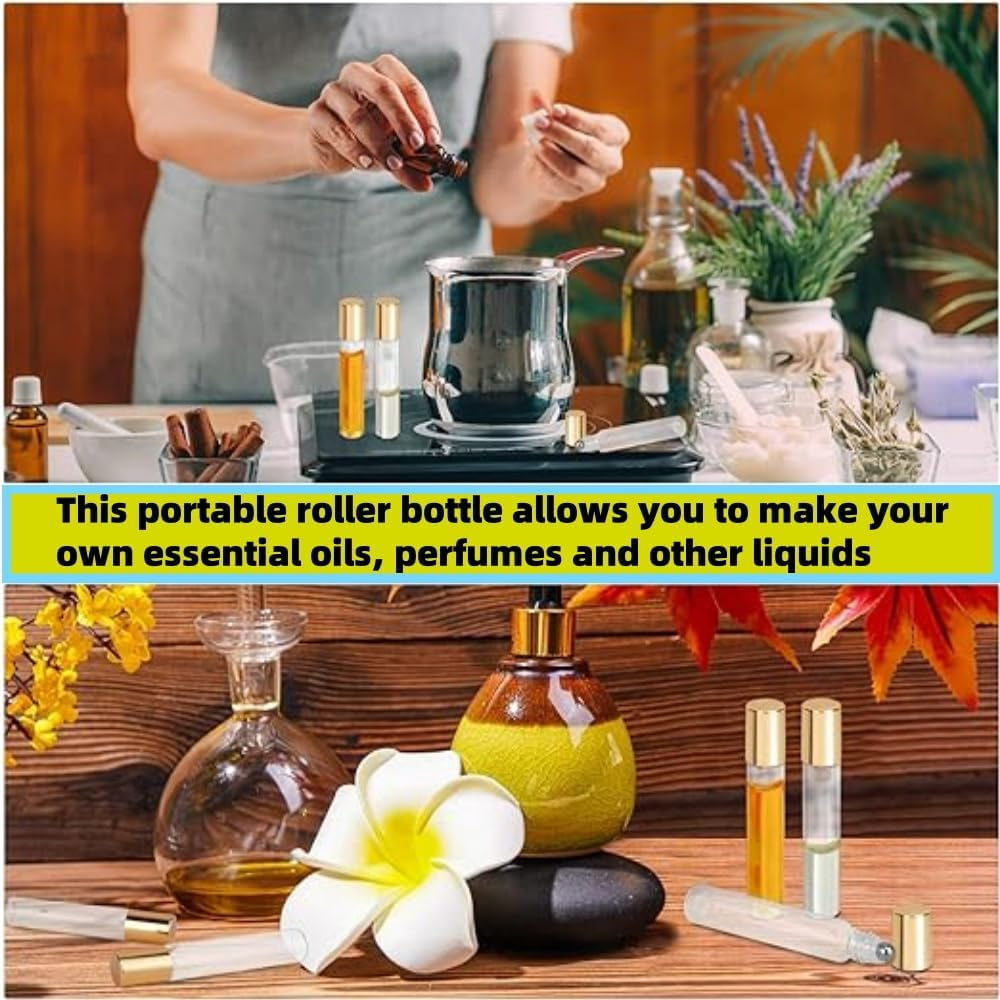Fabselection Glass Roller Bottles, 12PCS Essential Oil Roller Bottle Refillable Empty Glass Bottle with Stainless Steel Rollerball, 1PC Opener and 2PCS Dropper Refillable Glass image number 4
