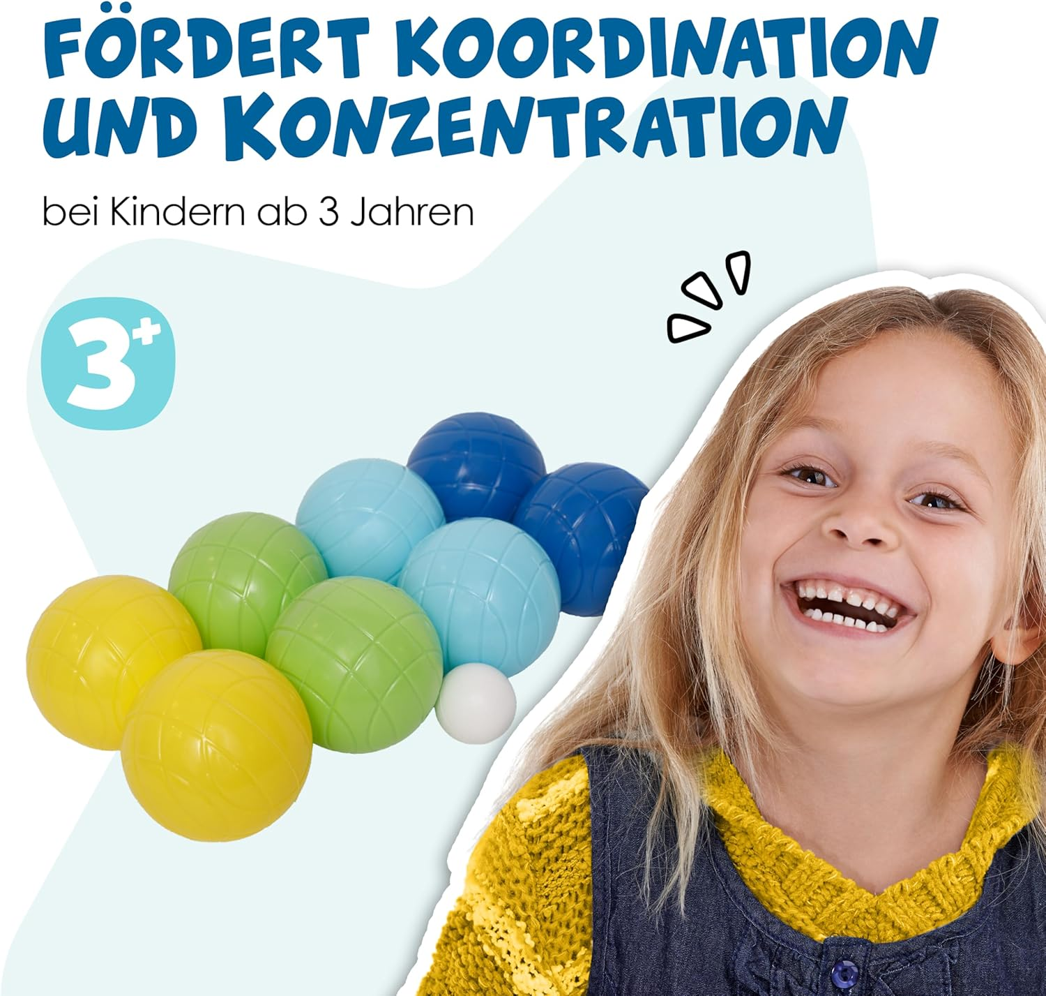 Alldoro 60044 Boccia Children'S Play Set 9 Pieces - Plastic - 8 Balls in 4 Colours + Target Ball and Case - for Outdoor Use image number 2