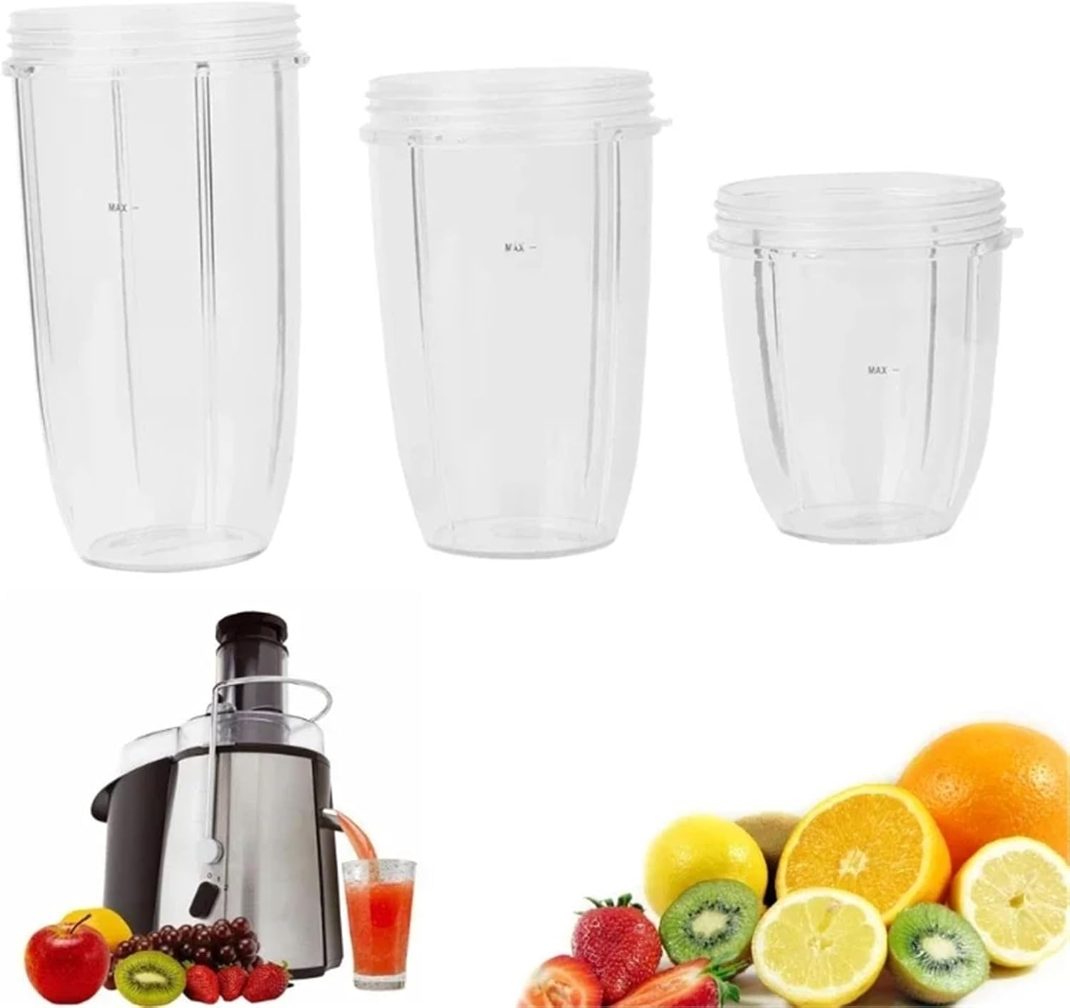 Juicer Cup Mug Clear Replacement ，Compatible for Nutribullet ，Nutri Juicer Keep the Food Bring Delicious and Healthy(2Pcs Transparent,Small Cup 18Oz) image number 3