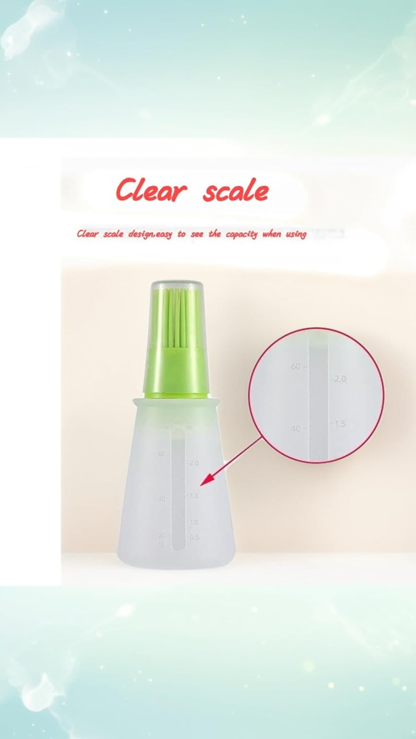 BBQ Pastry Basting Brushes, Heat-Resistant Silicone Oil Bottle Brushes for Sauce, Honey, Grill & Cake, for Barbecue, Cooking, Frying - Kitchen Tools Set of 2, Green & Orange image number 3