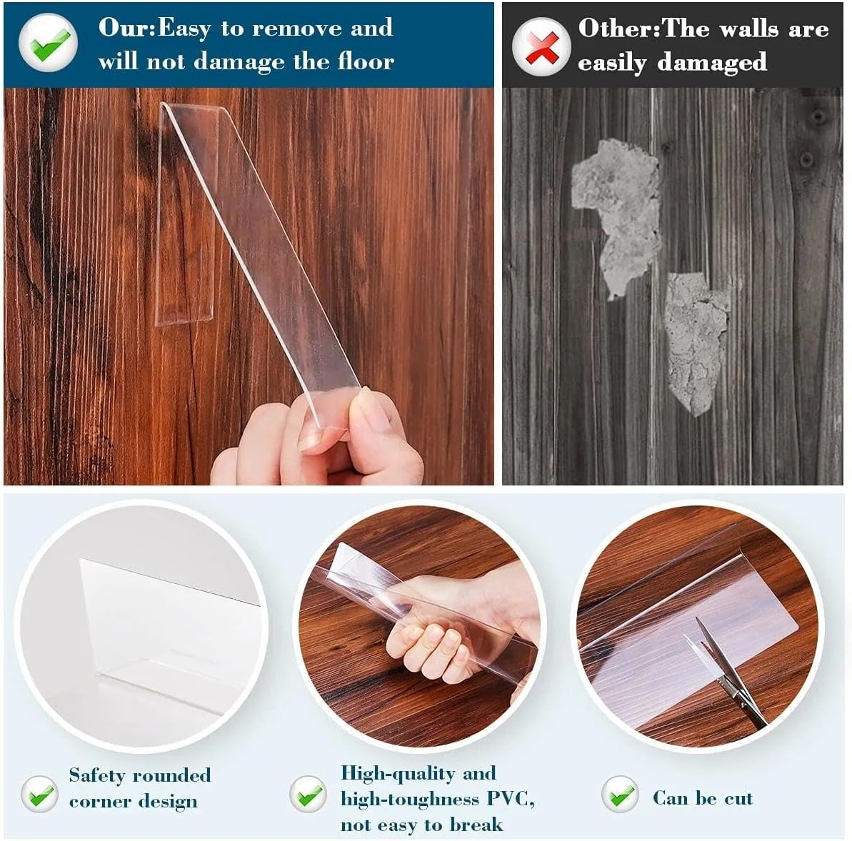 Under Bed Blocker for Toys, Furniture Gap Barrier to Stop Clutter and Dust, PVC Adjustable Clear Guards for Gaps up to 4.5 Inches (8 Pack) - CRFY image number 3