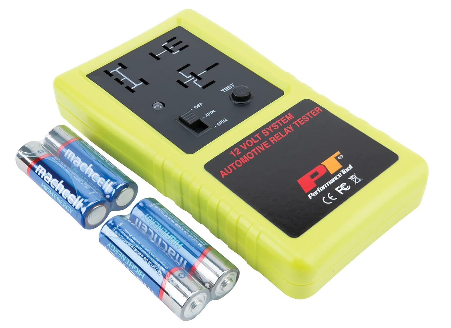 Performance Tool 3009 Compact Cordless Automotive Relay Tester for 12 Volt 4 and 5 Pin Relays and More
