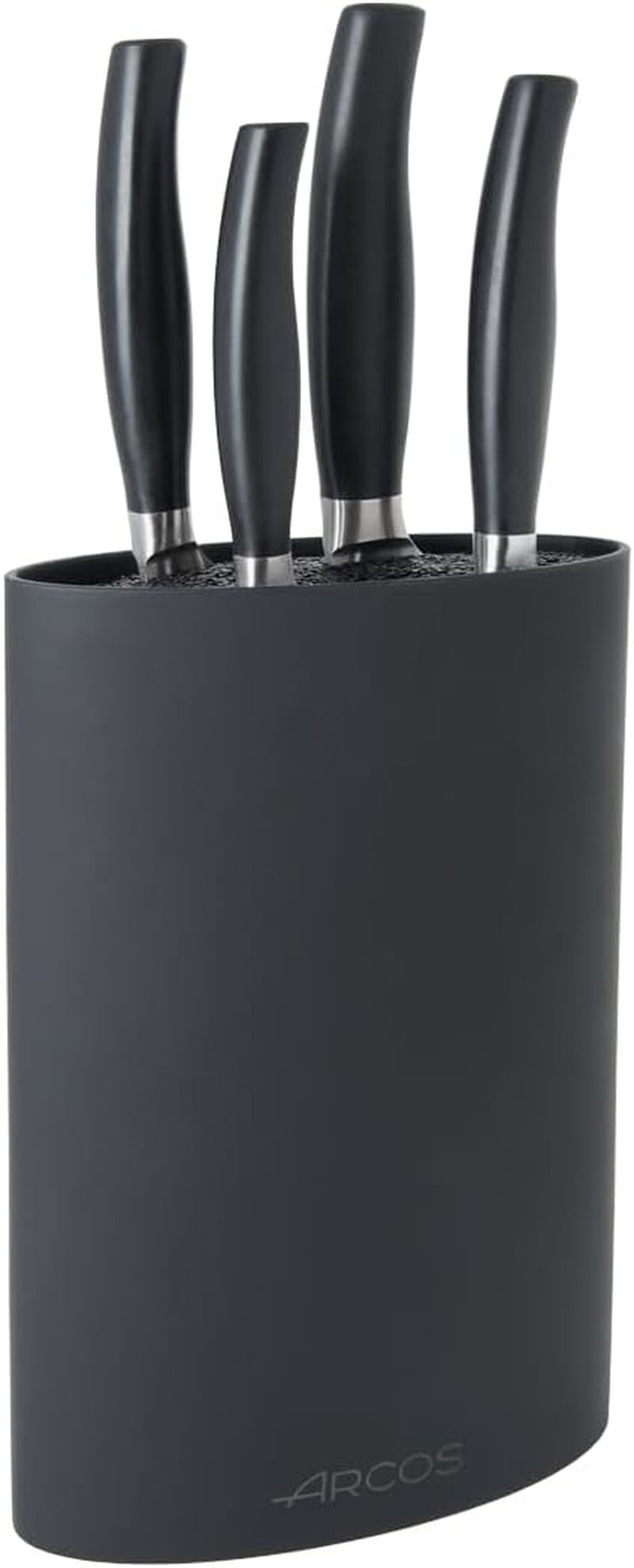 Arcos Forged Kitchen Knife Set 4 Pieces (Paring Knife + Kitchen Knife + Chef'S Knife + Bread Knife) Nitrum Stainless Steel, Polypropylene POM Handle, Series Clara, Black Color