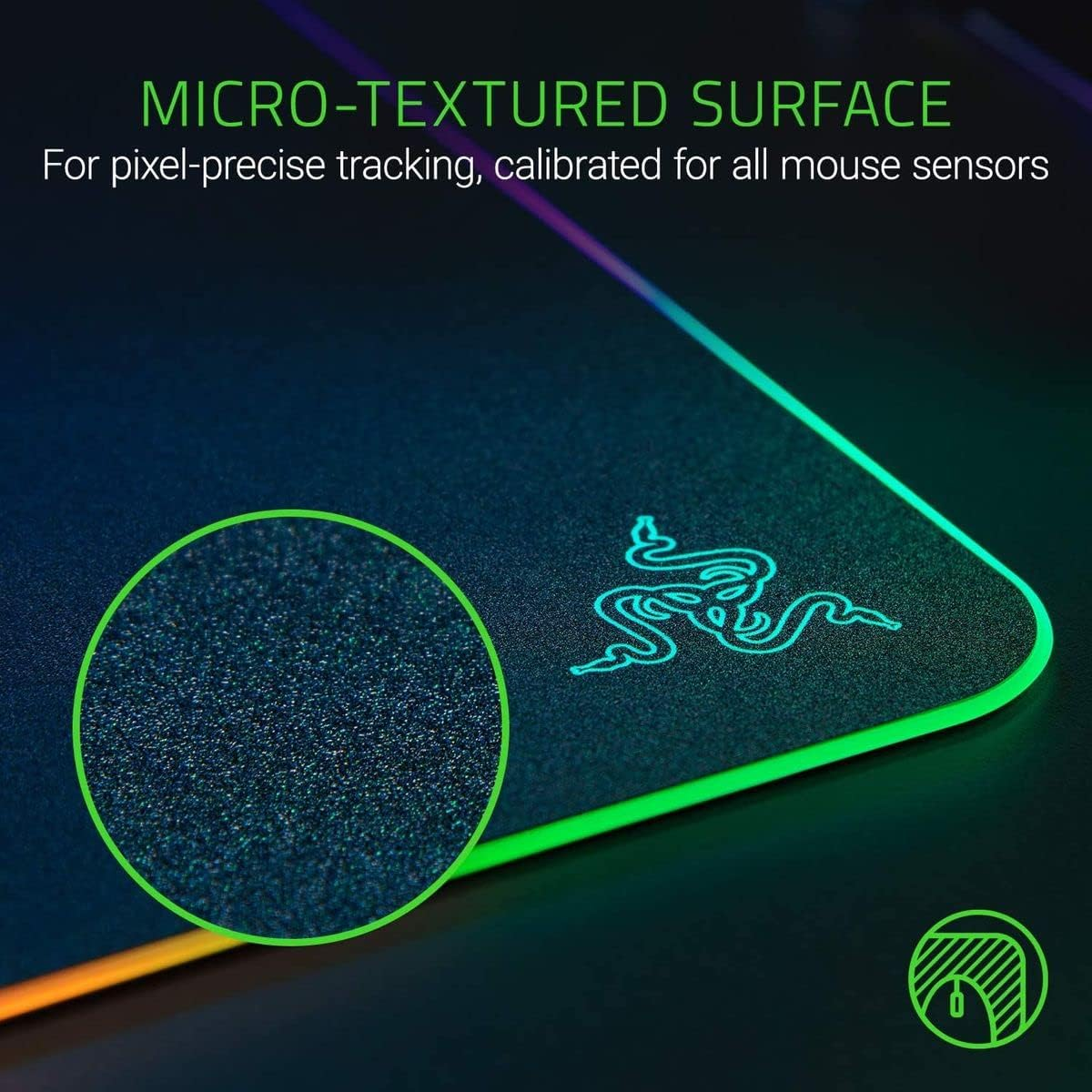 Razer Firefly Hard V2 RGB Gaming Mouse Pad: Customizable Chroma Lighting, Built-In Cable Management, Balanced Control & Speed, Non-Slip Rubber Base image number 5