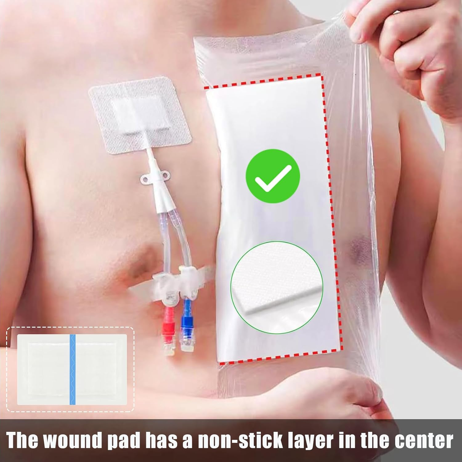 Large Wound Dressings, Adhesive Waterproof Dressing Pad Bandage Patches for Post Surgical Shower Wound Cover,6Pcs