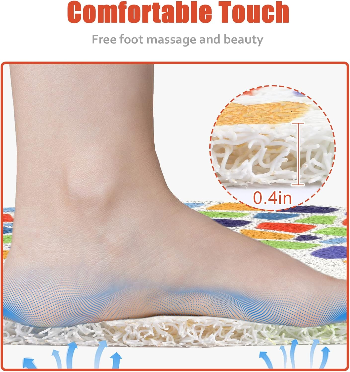 ZOESOE Shower Mat Non-Slip, Soft Comfort Bath with Drainage Holes, PVC Loofah Massage Bathmat for Shower,Tub,Bathroom,Wet Areas, Quick Drying Zoe-02,24~''X24~'' Round image number 6