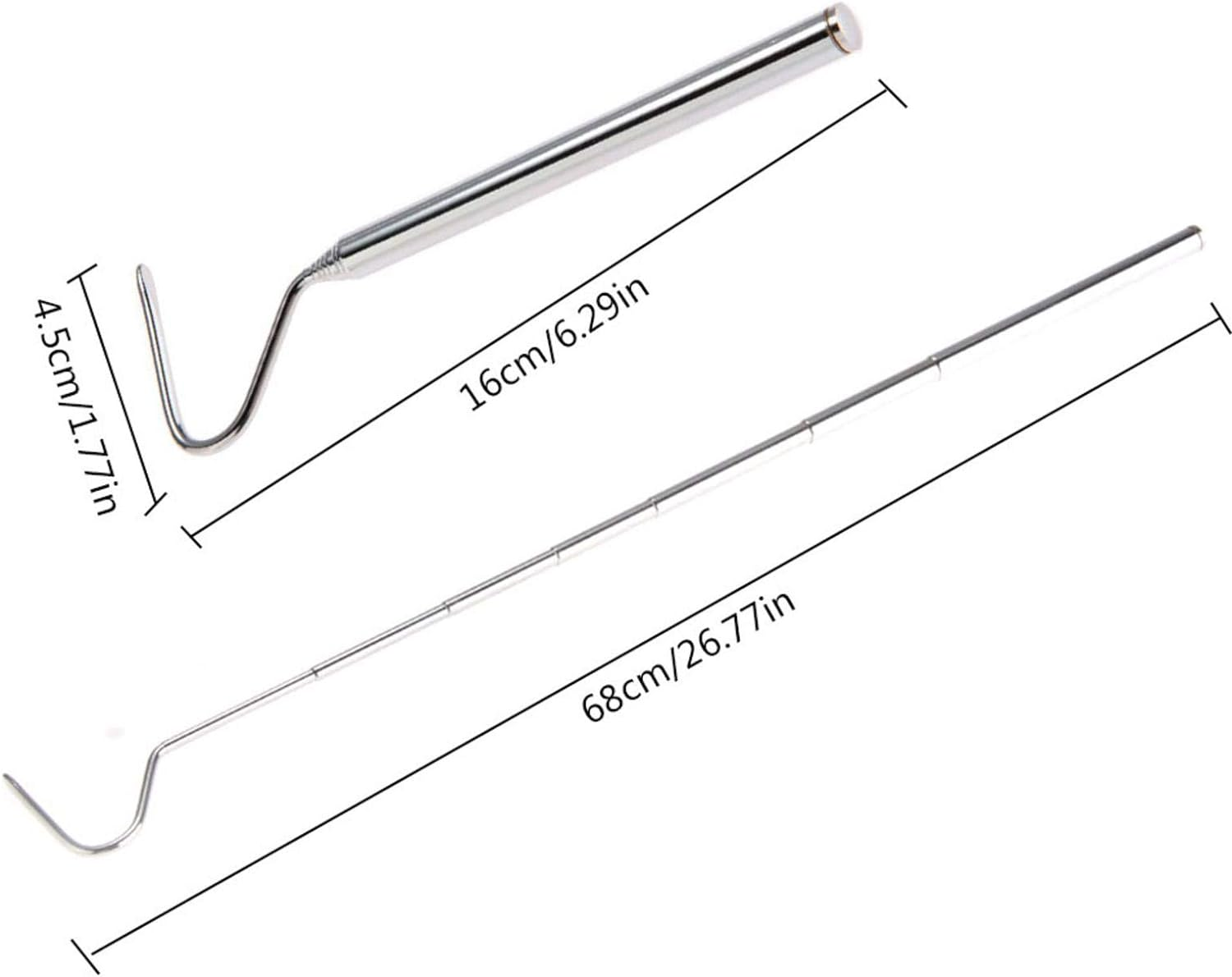 Snake Catcher Grabber - Snake Hook Pick Up, Snake Grabber Stick Hand Tools | Stainless Steel Reptile Grabber for Snakes Reptiles Catching, Telescopic 6.3-26.77 Inches Long Handheld Snake Grabber - Silver image number 6