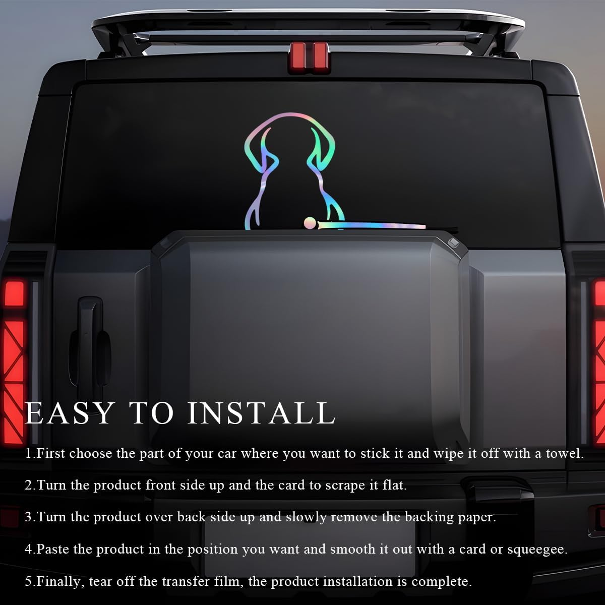 Povtii 2 PCS Car Dog Rear Wipers Windshield Decals, Cute Animal Puppy Auto Rear Window Wiper Sticker, Waterproof Cartoon Funny Dog Moving Tail Stickers, Universal Car Accessories (Colorful) - White image number 7