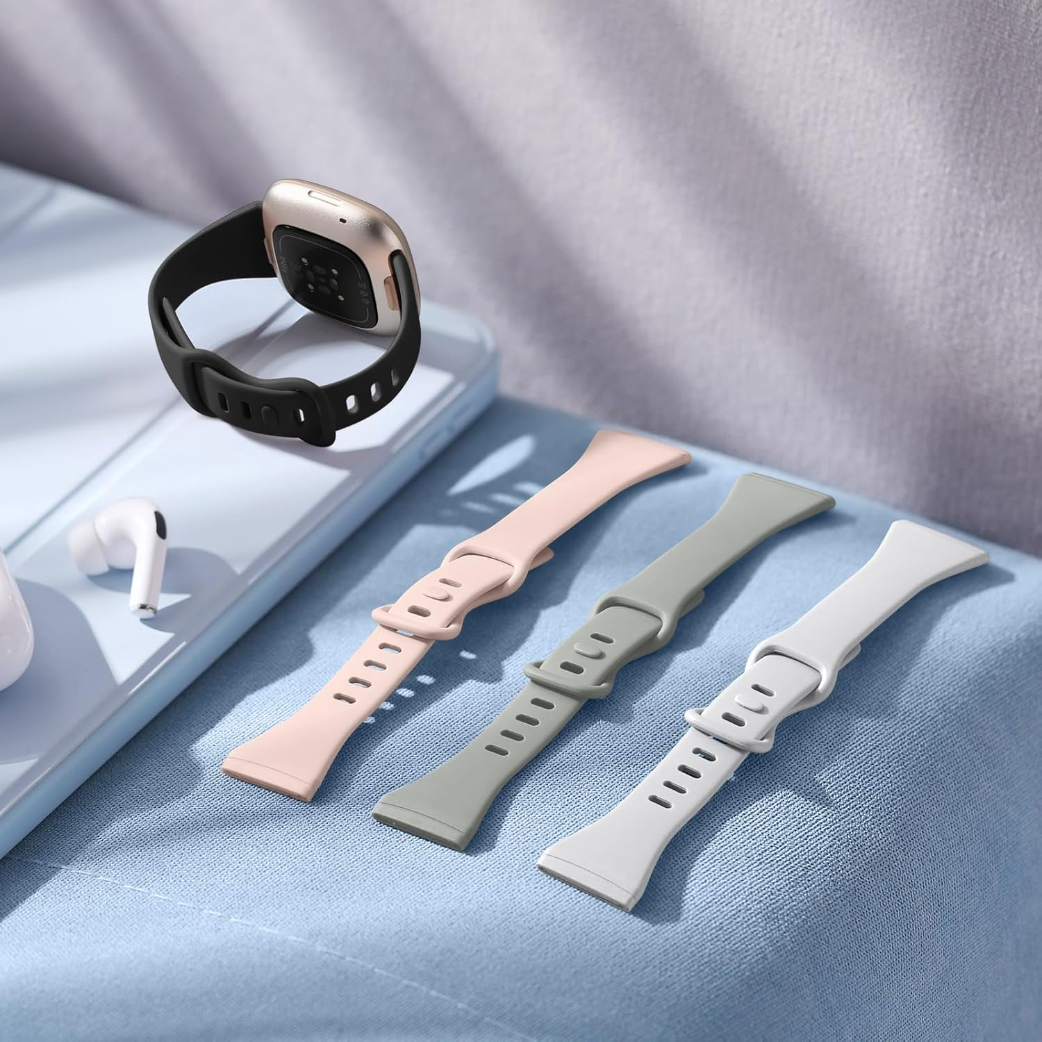 Getino Slim Band Compatible with Fitbit Sense 2/ Sense Bands/Versa 4/ Versa 3 Bands Women Men, Silicone Sport Accessories Thin Band for Fitbit Sense/Sense 2/ Versa 4/ Versa 3 image number 3