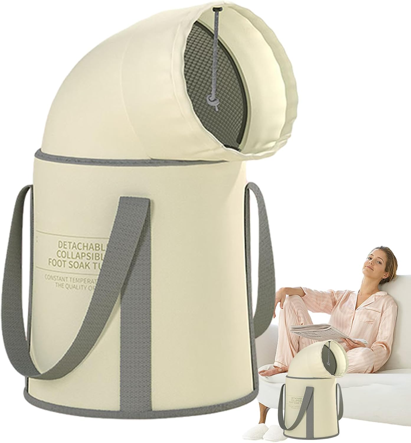 Foot Soaking Bucket | Foldable Foot Bath Basin Bag,Feet Soaking Tub, Foldable Pedicure Bag, Portable Foot Soak Foot Tub with Handle, Foot Spa Bucket for Laundry, Camping, Travel Pouxa