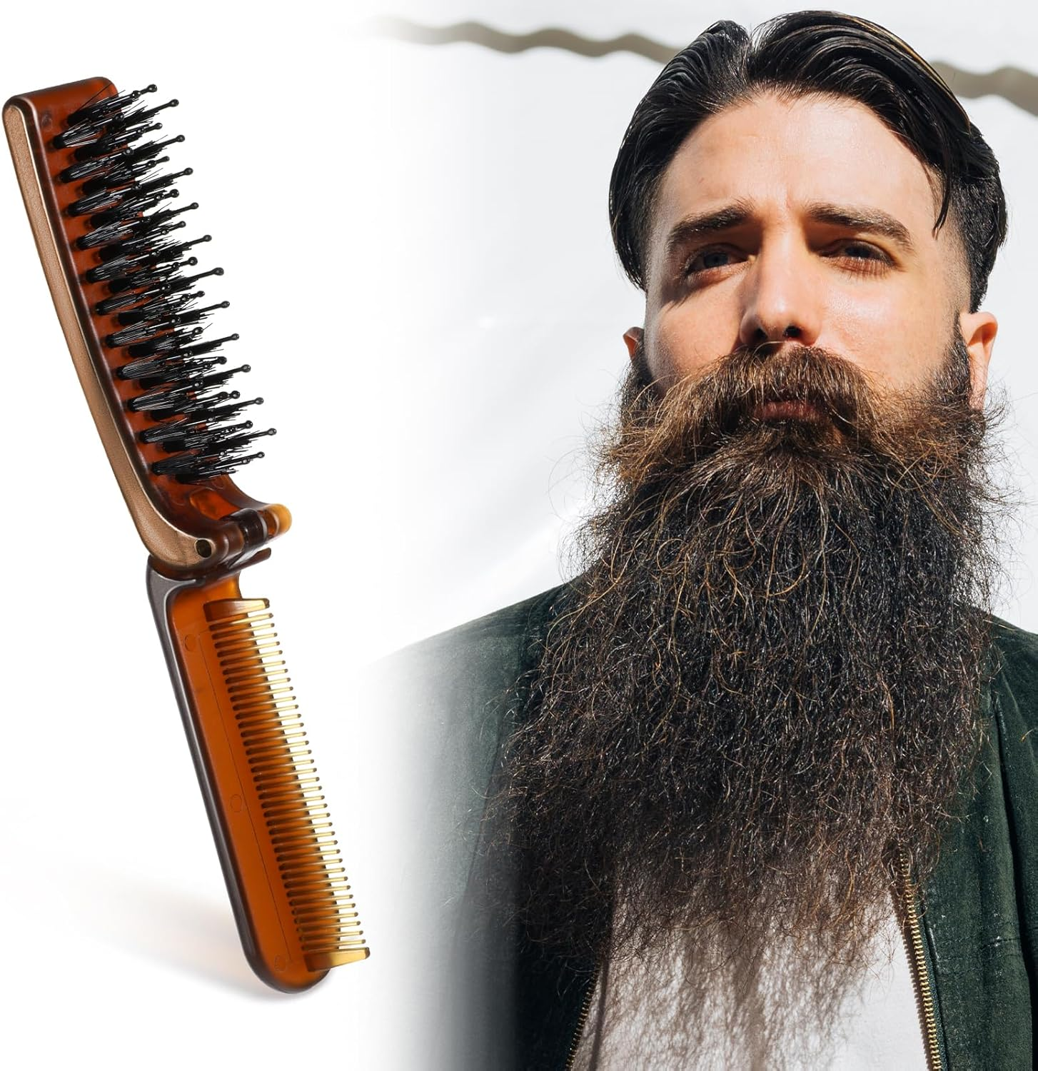 Travel Folding Hair Brush, Collapsible Portable Pocket Nylon Bristle Hairbrush with Fine Tooth Comb Mini Wet Hair Brush for Men and Women Kids Thick Thin Curly Straight Hair, Restore Shine image number 6