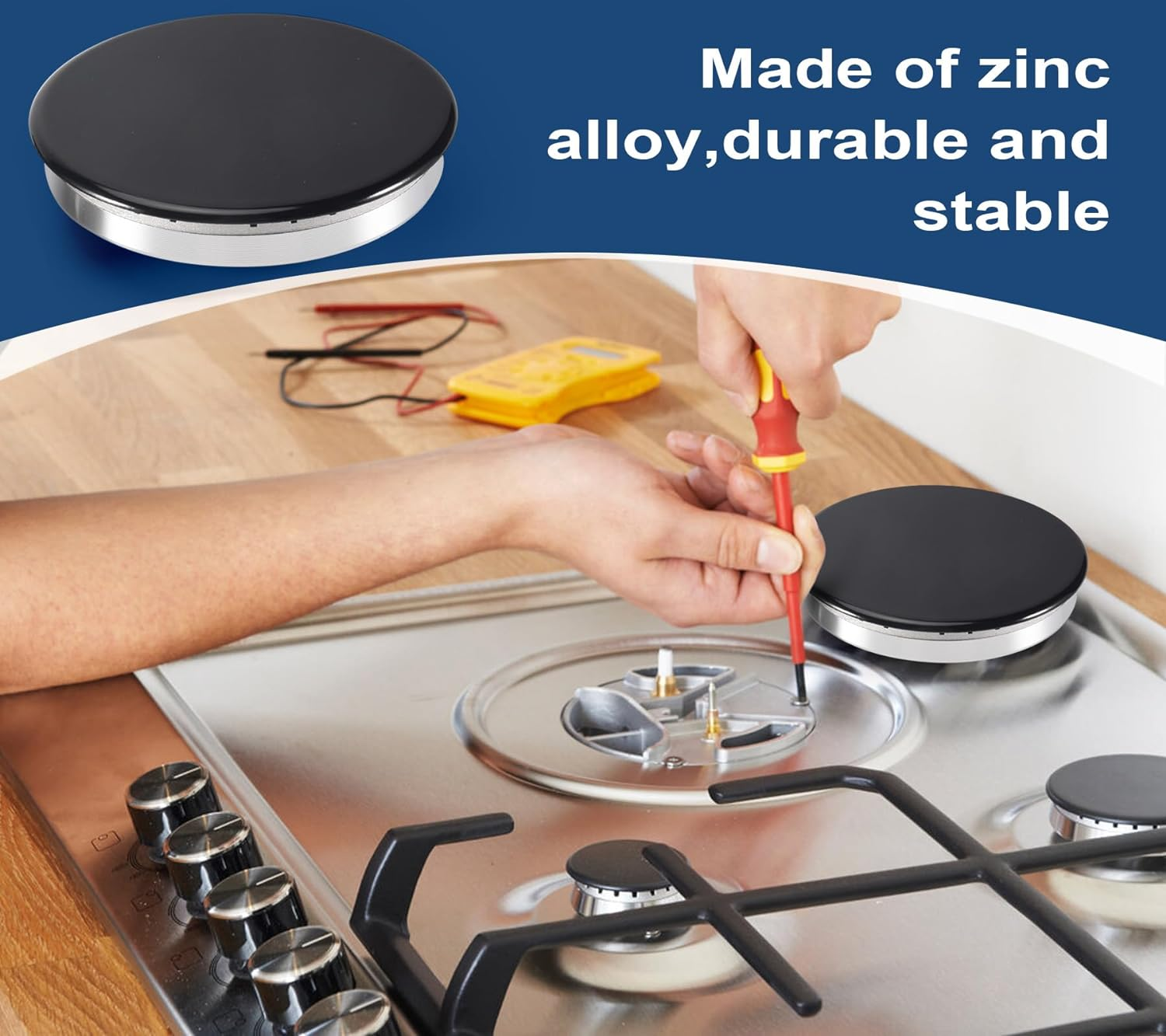 JUMXSRLE Gas Stove Burner Caps, Burner Head Replacement Kit, Heat Resistant Stove Gap Cover, Cooker Hat Set Easy to Clean, Gas Burner Flame Cap for SABAF Gas Stove Burners - 8PCS image number 5