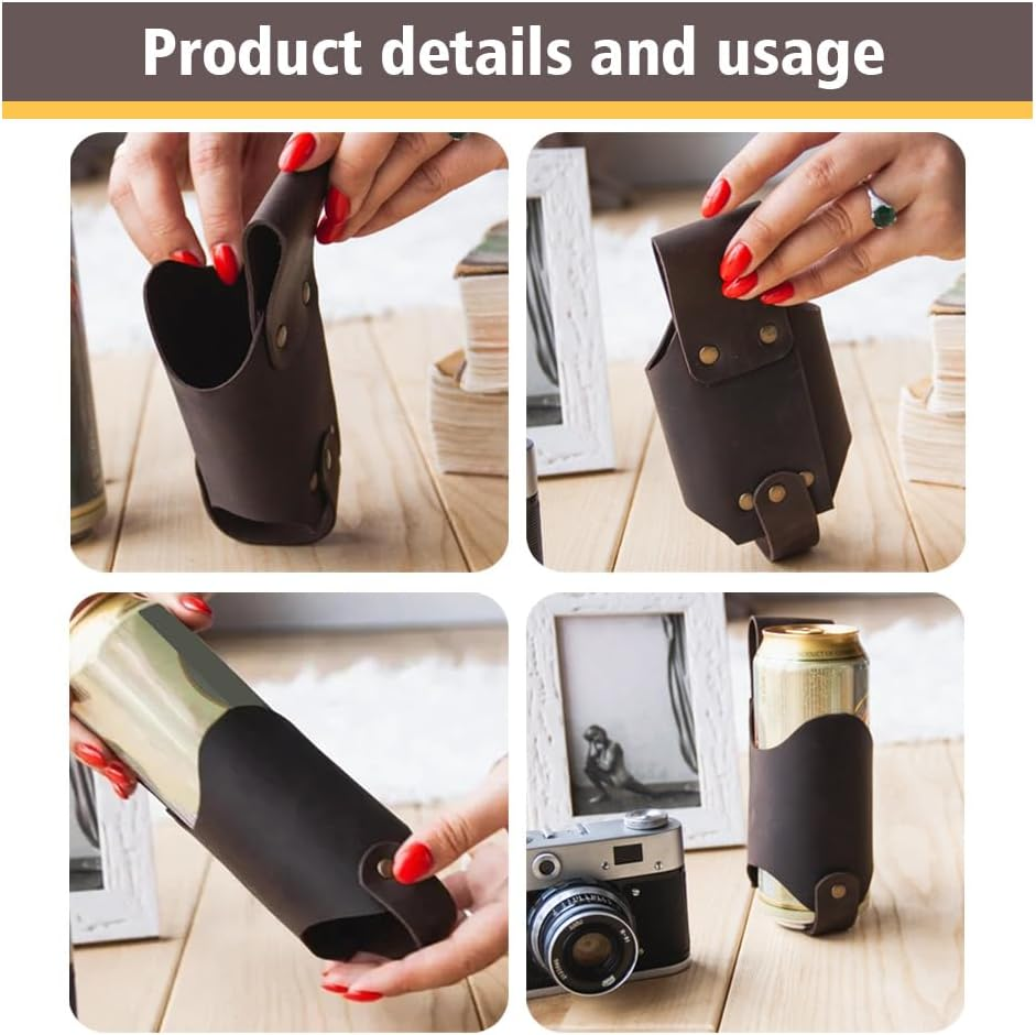 Belt Bottle Holder Pu Leather Beer Holsters Beer Belt Holder Beer Gifts Cool Beer Accessories Gadgets (1 PC) image number 4