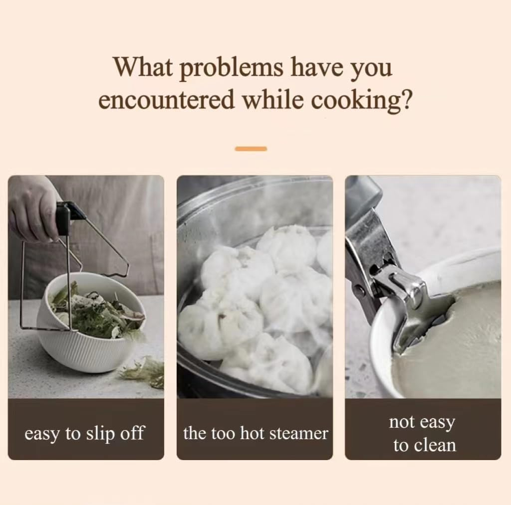 ATFYER Hot Plate Gripper,Hot Dish Plate Clip,Plate Lifter Steamer,Plate Gripper Tongs,Stainless Steel Bowl Clip Holder,(Green) - Blue image number 5