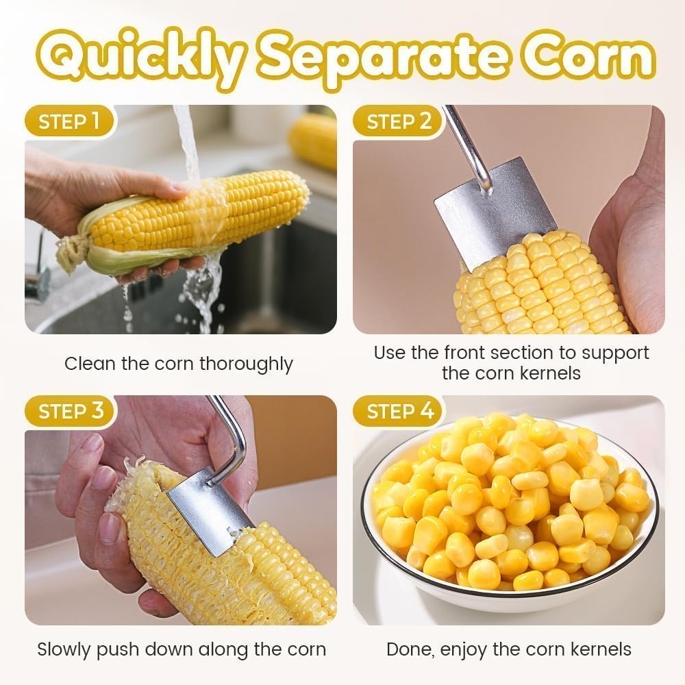 Easy-To-Clean Corn Cob Peeler, Special Peeler for Corn Cobs, Long-Handle Stainless Steel Corn Stripping Tool with Ergonomic Design for Home Kitchen Gadgets image number 1