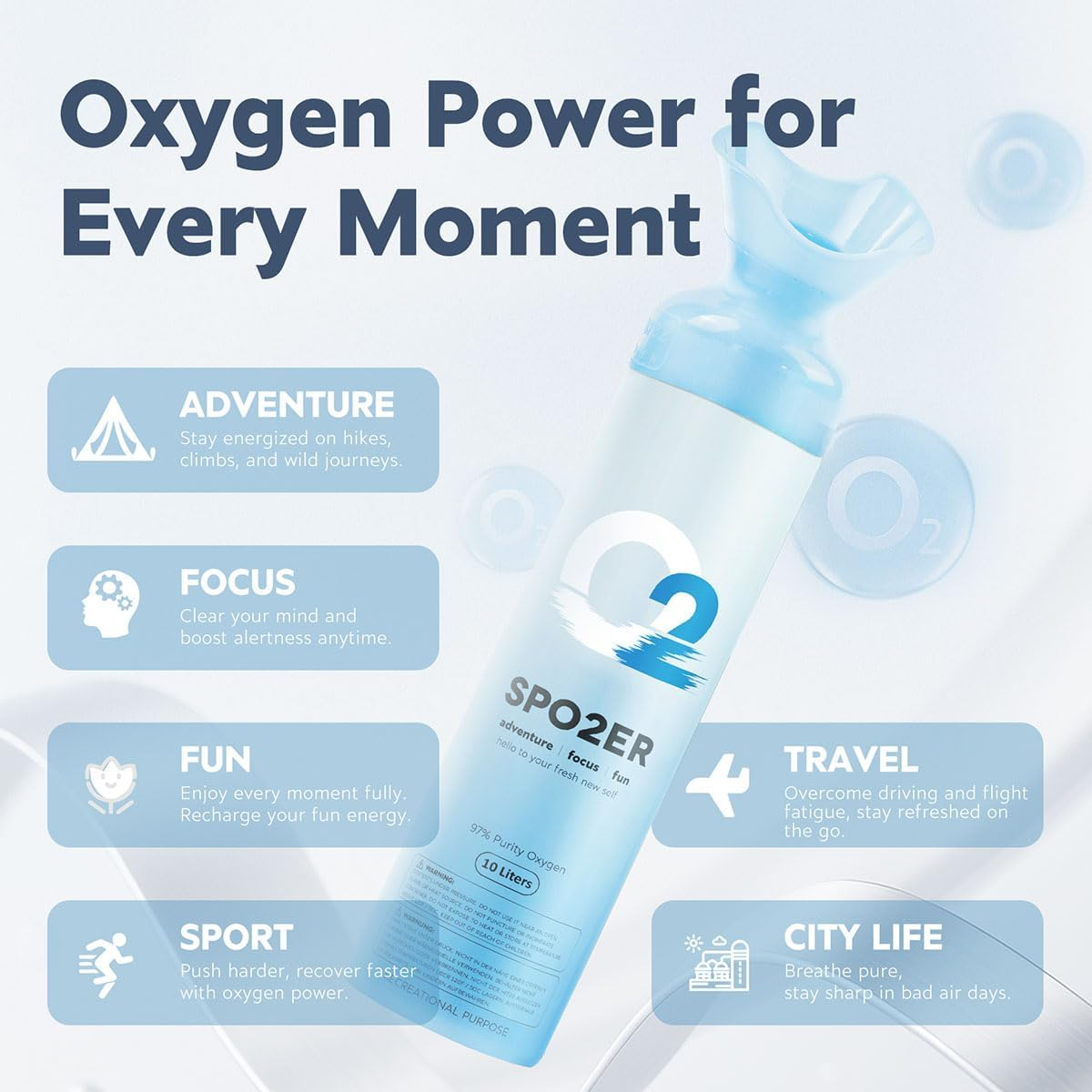 Oxygen Can 97% Pure 10 Liter Portable, 200 Breath Cylinder Large Size, Ideal for High Altitude, Camping, Climbing, 3 PACK image number 6