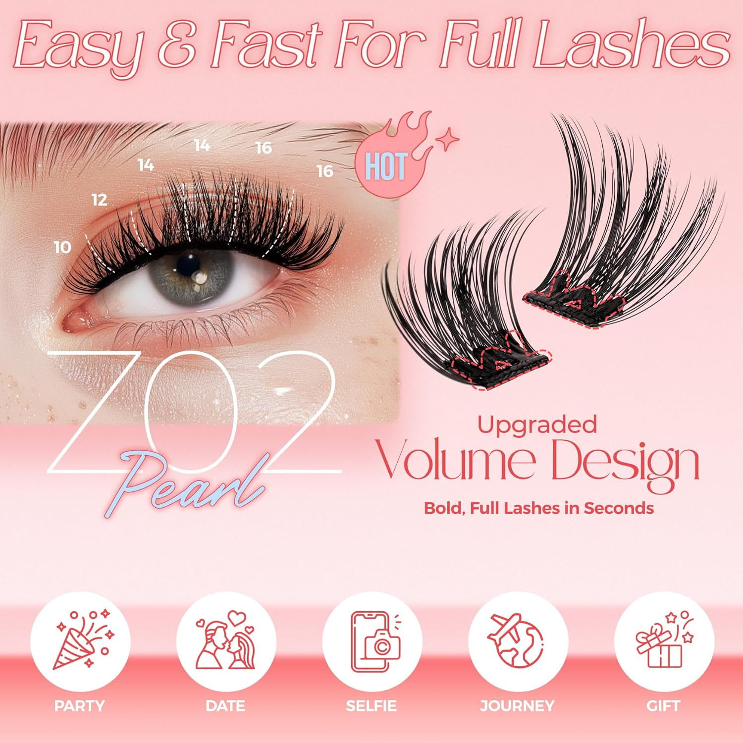 LASHVIEW Self Adhesive Eyelashes, 3 Seconds to Apply, Super Portability, Easy for Beginners, 24 Hour Hold, Ideal for Any Occasion, 72 Pieces 10-16 Mm (Z02) image number 1
