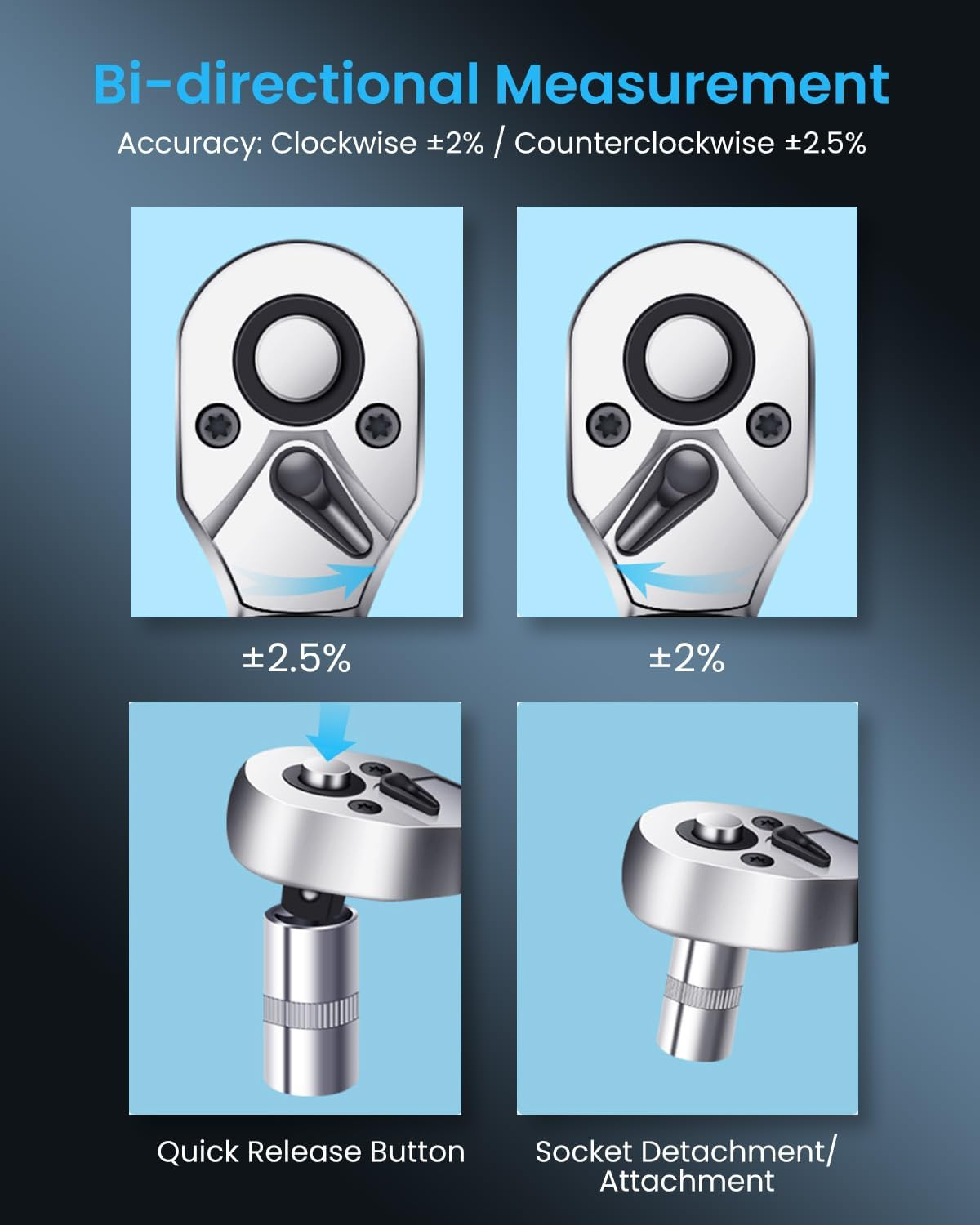 GOYOJO 2024 Newest 3/8" Digital Torque Wrench, High-Precision, Multi-Application - Ideal for Automotive, Motorcycle, Bicycle, DIY & Home Repair - Durable, Accurate, User-Friendly (3/8-60Nm) image number 2