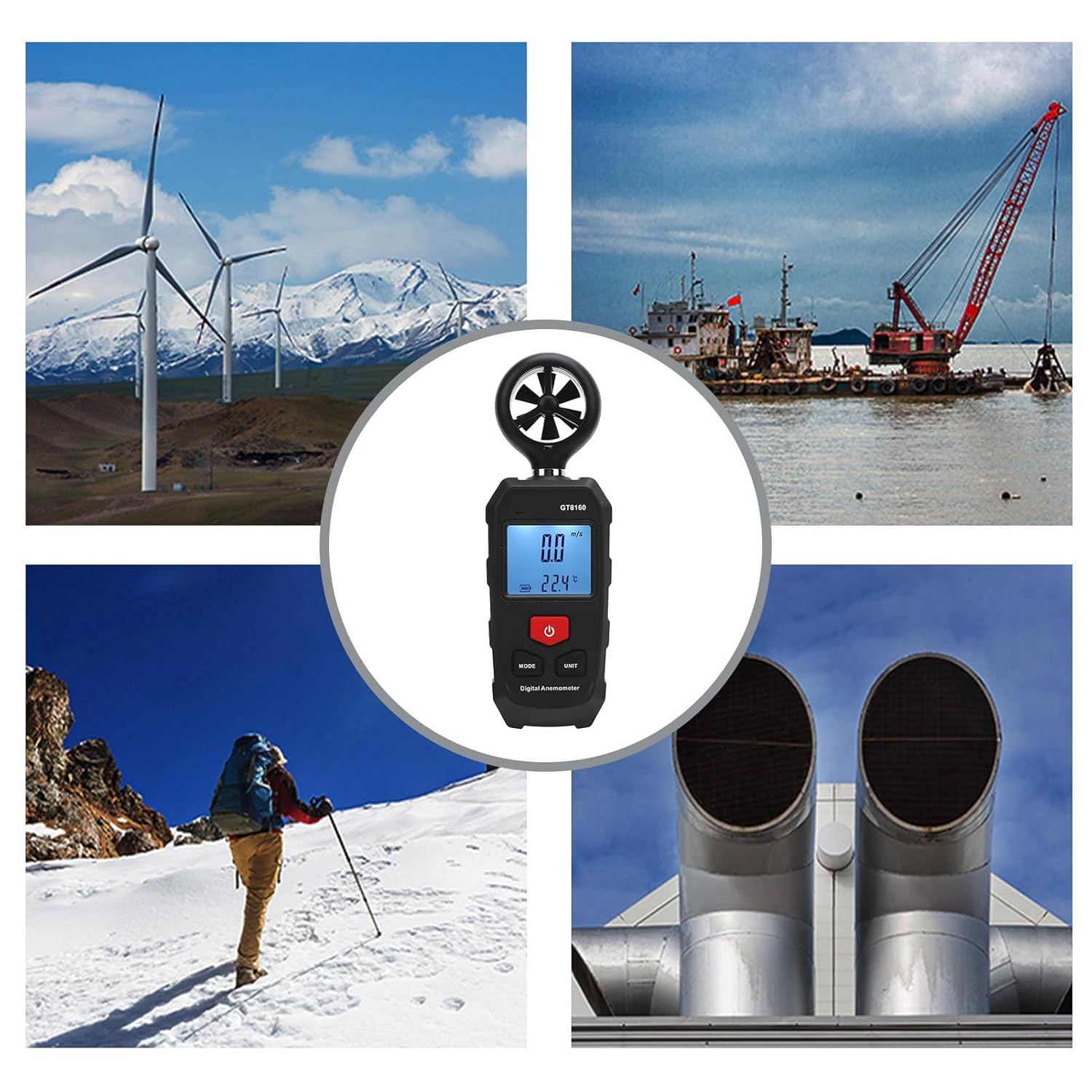 Digital Wind Speed, Mini Weather Meter for Sailing Kite Flying Surfing Fishing Boating Hiking, Temperature Humidity Sensor image number 6