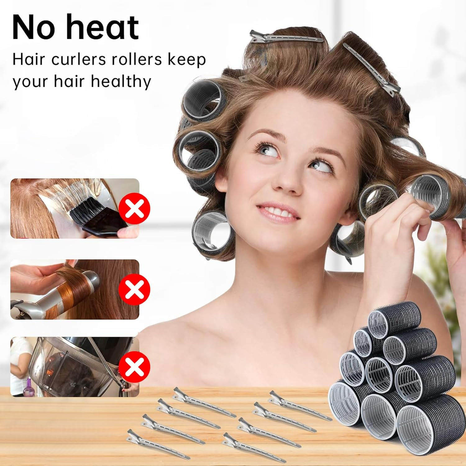 DGBAY Hair Roller Curler Set with Clips - 28PCS, 4 Sizes (64M, 48Mm, 36Mm, 25Mm), No Heat, Suitable for Long, Medium, Short Hair - Salon & Home Use DGHS163_28P image number 4