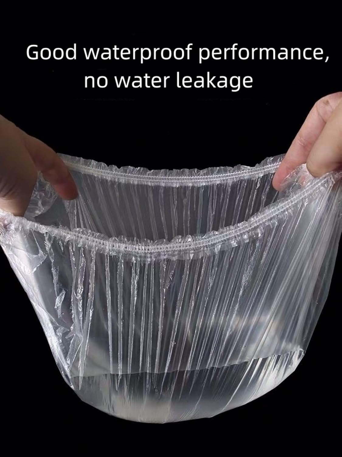 100 Waterproof Disposable Shower Caps，Comfortable Large Thick Plastic Hair Cap Elastic Bath Cap for Men Women Girl，Suitable for Shower，Travel Spa, Hotel and Hair Solon，Hair Care, Beauty Salon , Home Use(Clear) (One Size, Count, 100) image number 3