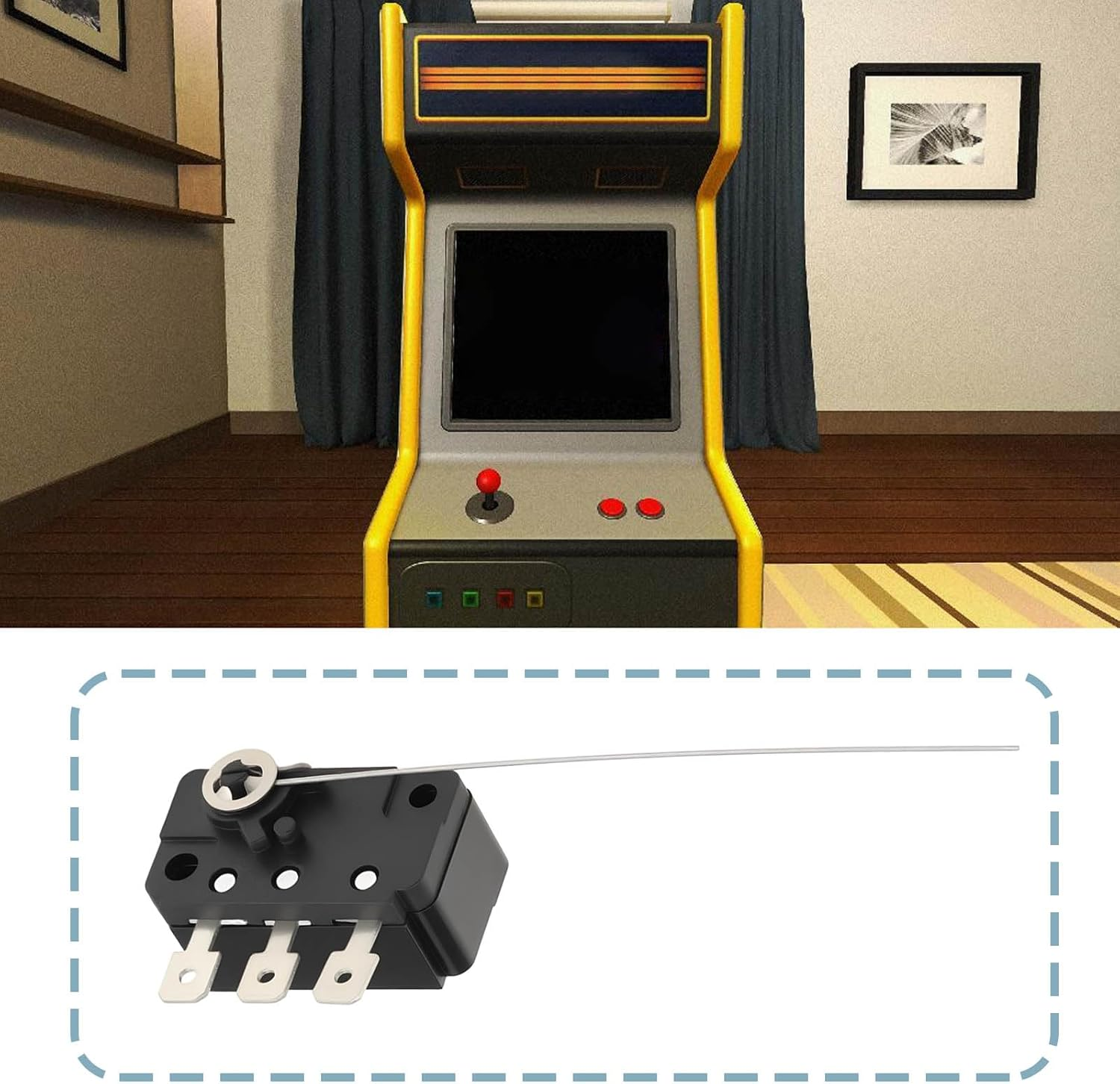 Emagtech 5 Pcs 3 Pin Long Hinge Micro Switch 4.8Mm Fit for Arcade Game Machines That Require Coin Insertion image number 6