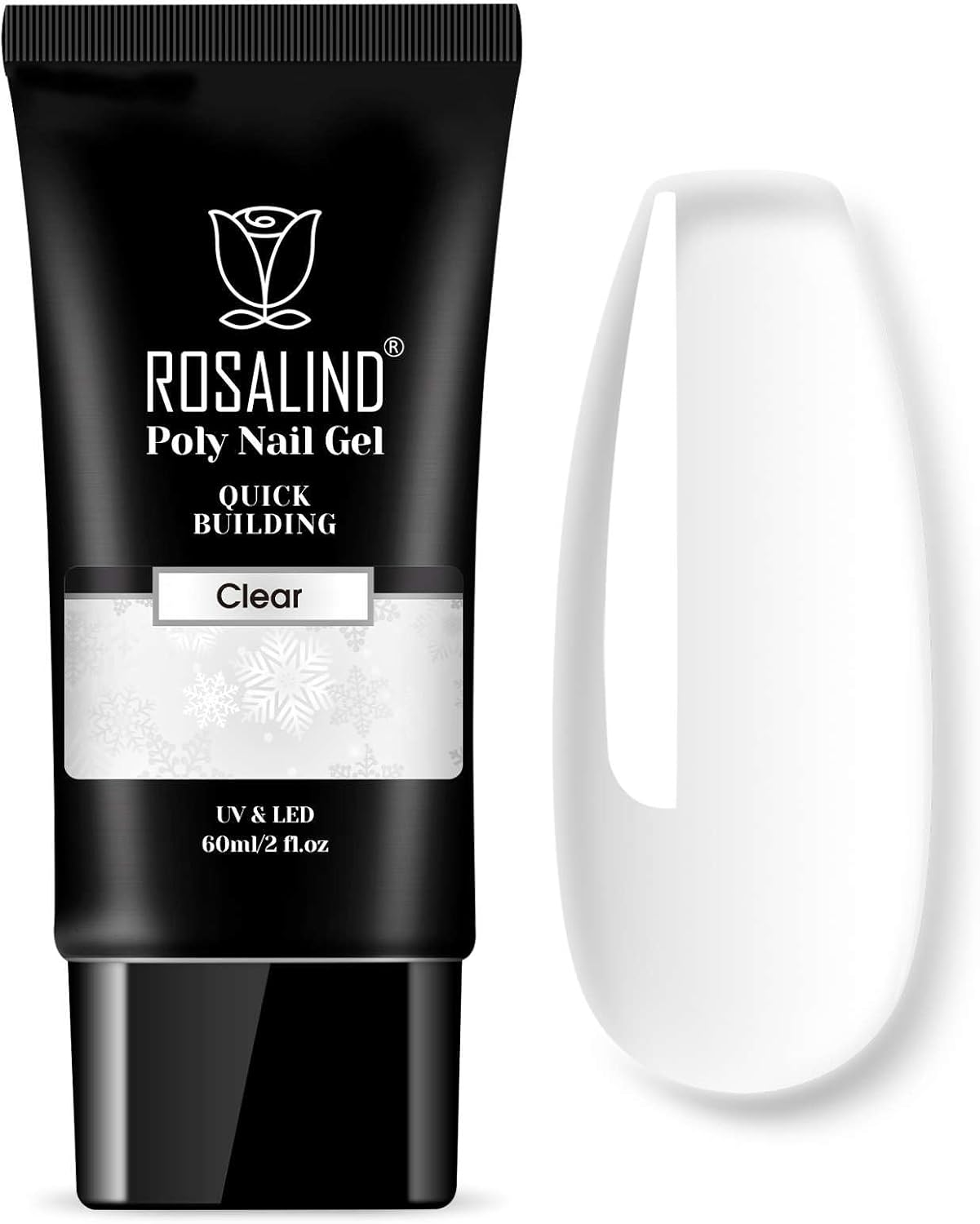 ROSALIND2 Oz Clear Poly Nail Gel, Poly Extension Gel Nail Art Acrylic Extension, Clear Poly Nail Gel Tube Extension Spring Gel Nail Builder for Women as Easter Clear Poly Nail Gel