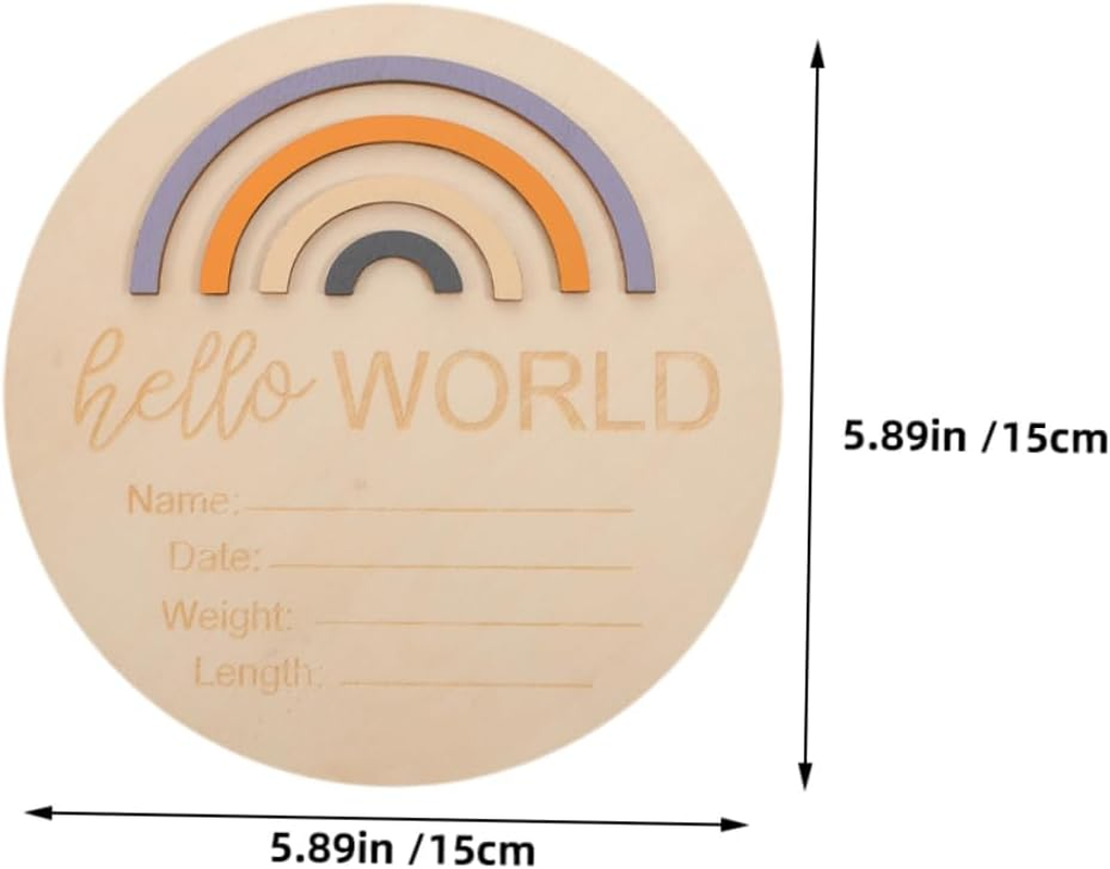 2Pcs Milestone Cards for Newborns Rainbow Wooden Announcement Signs Photo Props for Nursery Decor for Capturing Special Moments image number 6