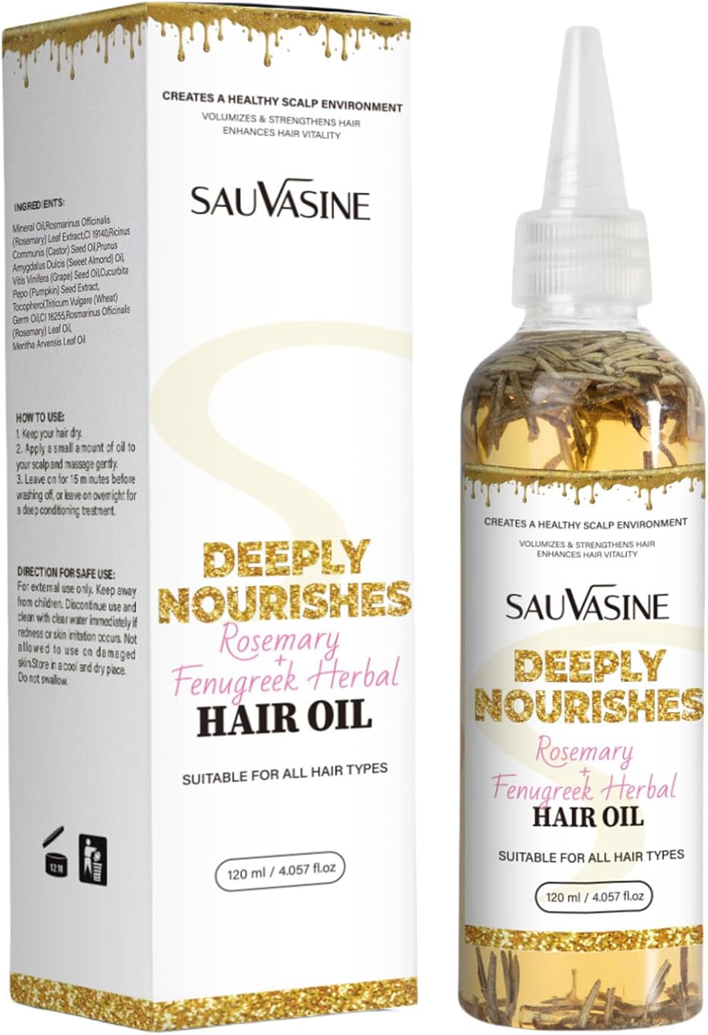 Organic Rosemary & Fenugreek Herbal Hair Oil for Hair Growth, for Natural Hair & Scalp Treatment for All Hair Types, Women & Men image number 1