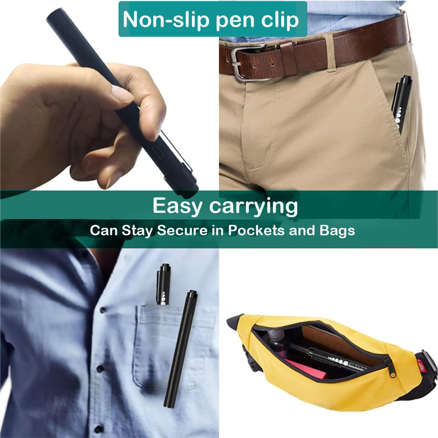 KEWAYO Pen Light, Reusable LED for with Pen Lights with Pupil Gauge & Ruler, USB Rechargeable, Extra Warm Light Bulb, Pocket Clip (Black) image number 5