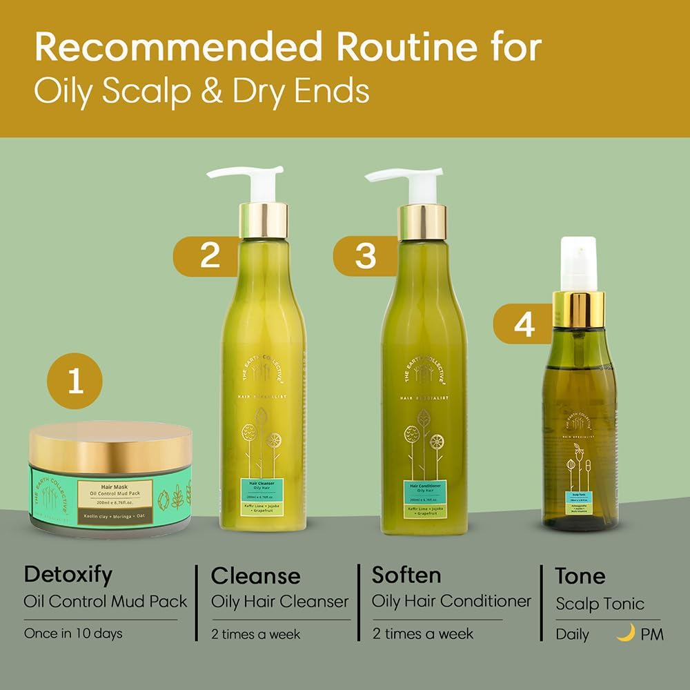 THE EARTH COLLECTIVE Oil Control Mud Pack, Contains Kaolin Clay, Moringa, Oat, Hydrates Hair, Removes Excess Oil from the Scalp, 200 Ml image number 3