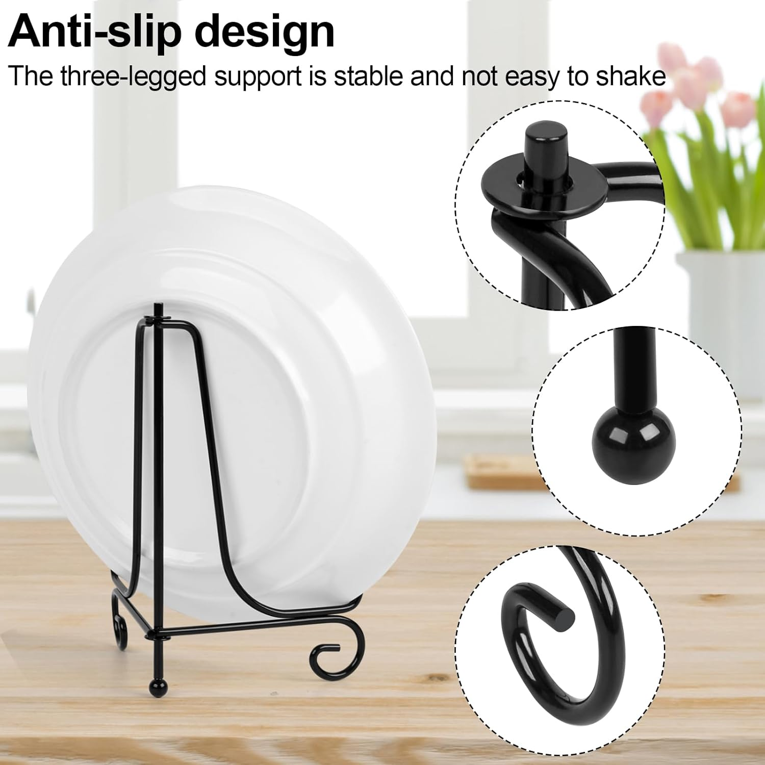 Vivinin 6 Pack Metal Plate and Picture Frame Stands - 5 Inch Display Holder for Art, Photos, Books and Platter image number 2