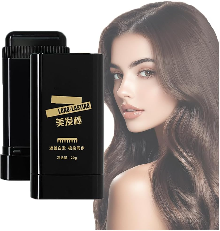 Carylook Hair Color Stick, Upgraded Waterproof and Sweat-Proof Hair Dye Stick, Portable Hair Color Touch-Up Stick with Comb, Quick and Easy Coverage (Black*1) (Black Brown*1)