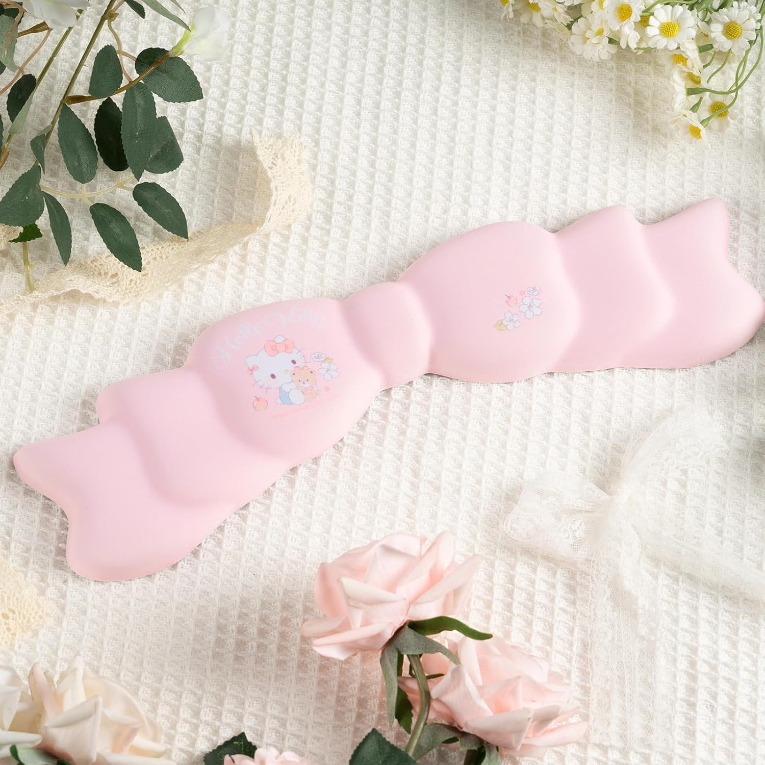 Memory Foam Bowknot Wrist Rest,Non-Slip Rubber Base Keyboard Wrist Rest for Gaming,Or Home Office Work (Pink) image number 4