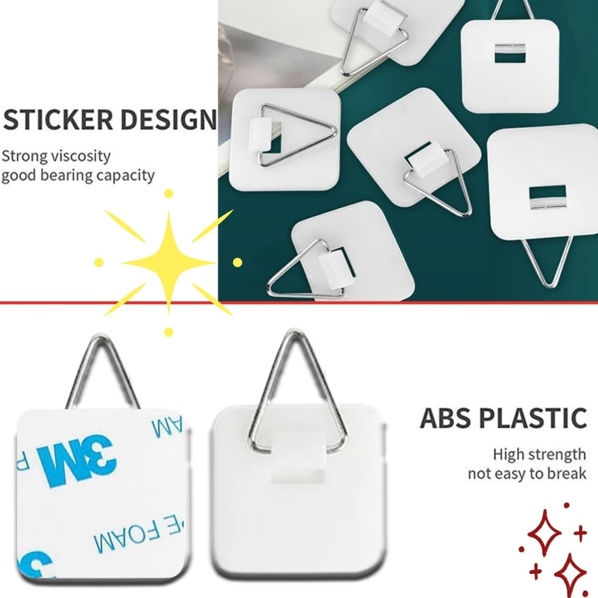 30PCS Self-Adhesive Board Hanger,1.25 Inch Square Invisible Board Hanger Adhesive Vertical Board Hanger, Wall Board Hanger Display Rack, for Photo Frames, Wall Art Decoration (White)