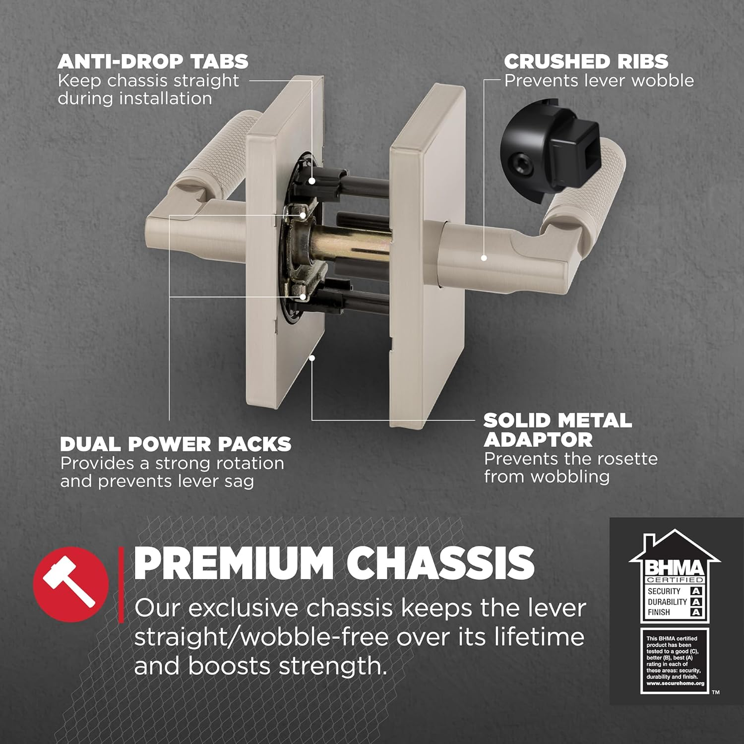 Kwikset Prava Interior Passage Door Knurled Handle, Lever for Closet and Hallway Doors, Reversible Non-Locking Handle Lever, Satin Nickel, with Microban Protection image number 6