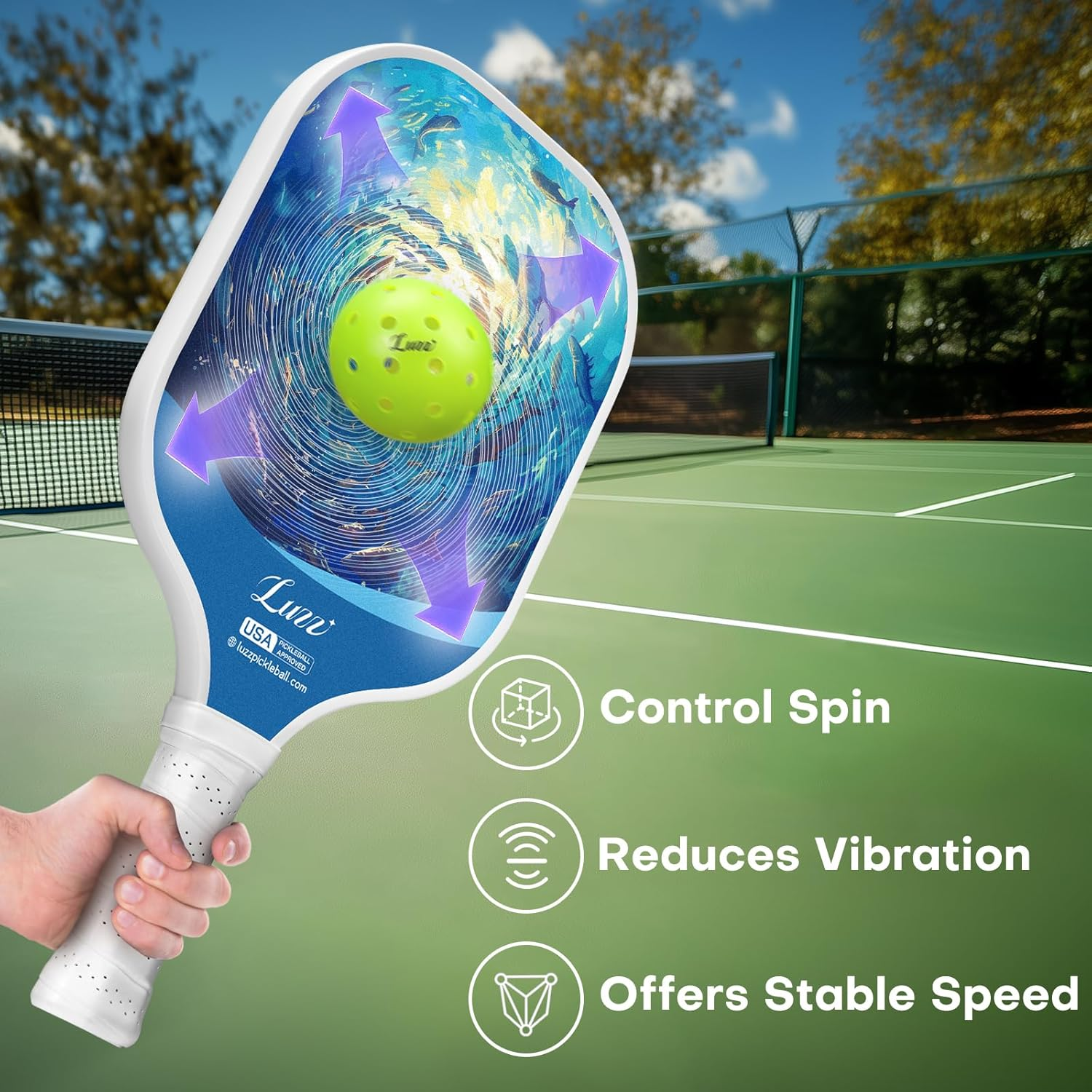 Luzz Pickleball Paddle Set of 2, USAPA T700 Carbon Fiber Pickleball Paddles Set Includes 4 Pickleballs &1 Bag,Lightweight 2 Pack Pickle Ball Paddles,Sandblasted Surface image number 6