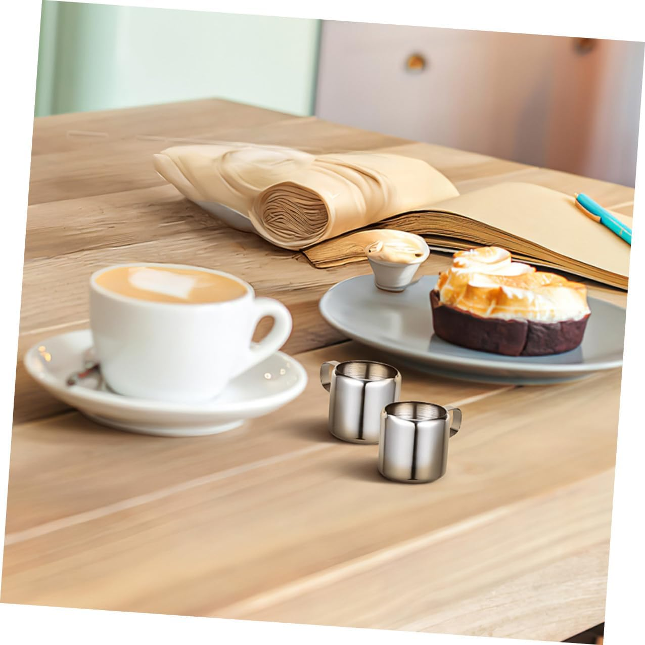 CATIEBYE 3Pcs Stainless Steel Milk Frothing Cups for Espresso Latte Art Steaming Pitchers with Nonstick Surface Multifunctional Sauce and Milk Steamer for Coffee Use image number 1