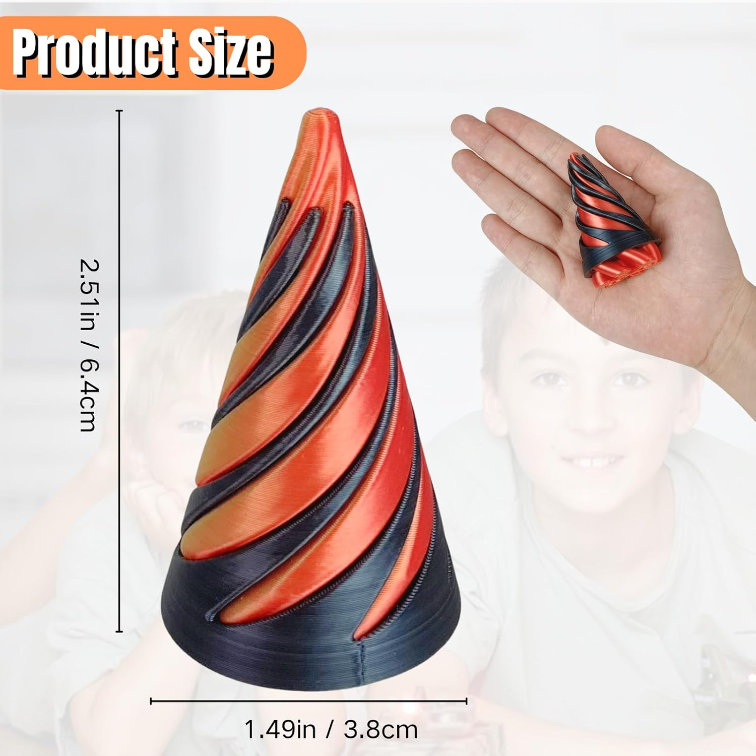 Impossible Pyramid Passthrough Sculpture, Pass through Pyramid Fidget Toy 3D Printed Spiral Cone Fidget Toy, Mini Vortex Thread Illusion, Desktop Deco Souvenir Gift Mini Stress Relief Desk Toy image number 1