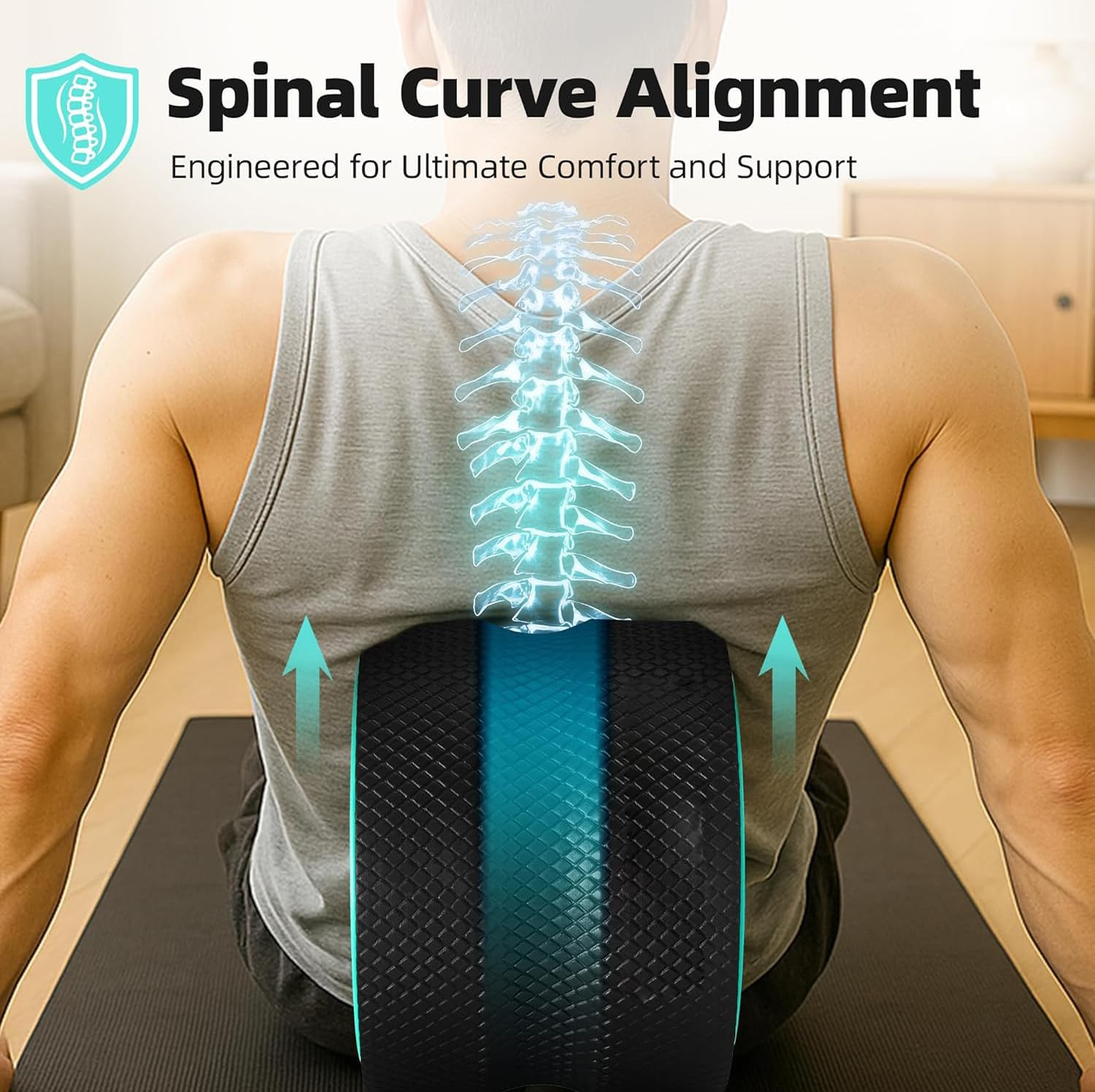 Back Roller Wheel Set of 4 &ndash; Foam Back Stretcher for Pain Relief, Spine Cradle Deep Tissue Massage Roller for Stretching & Physical Therapy image number 1